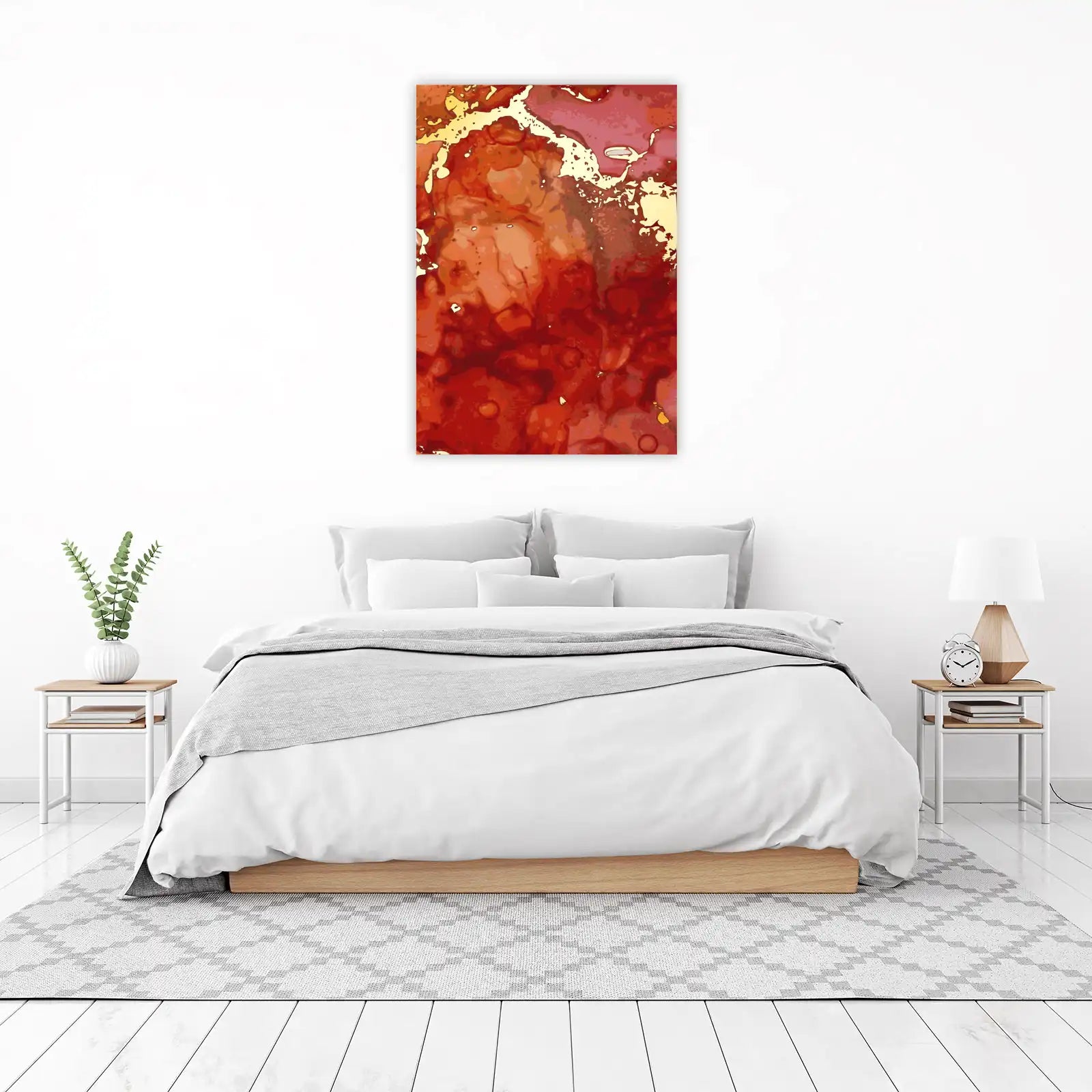 Vibrant Red & Gold Abstract Art Wall Art