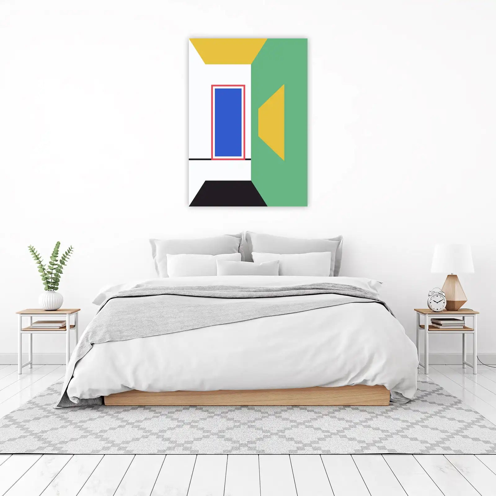 Modern Geometric Abstract Blue & Green Wall Art