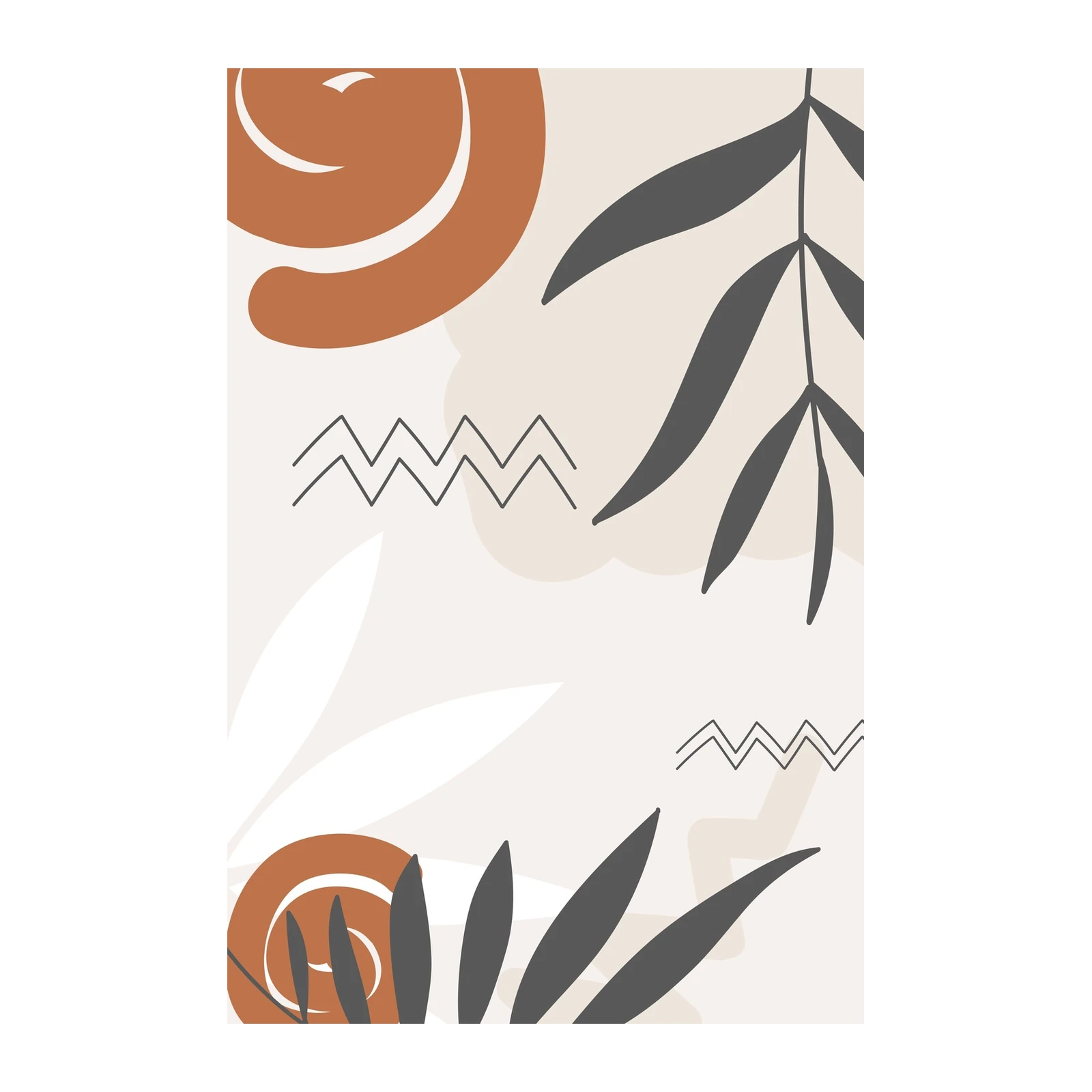 Boho Abstract Leaf & Spiral Wall Art