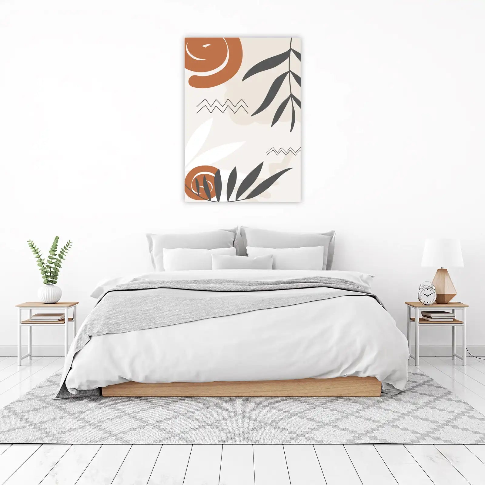 Boho Abstract Leaf & Spiral Wall Art