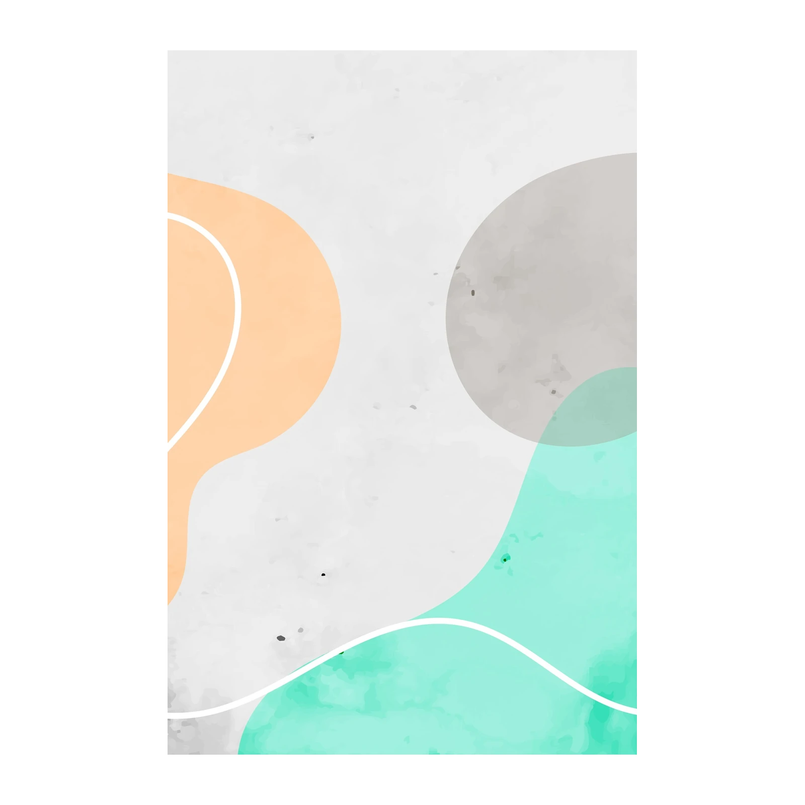 Modern Abstract Peach & Teal Shapes Wall Art