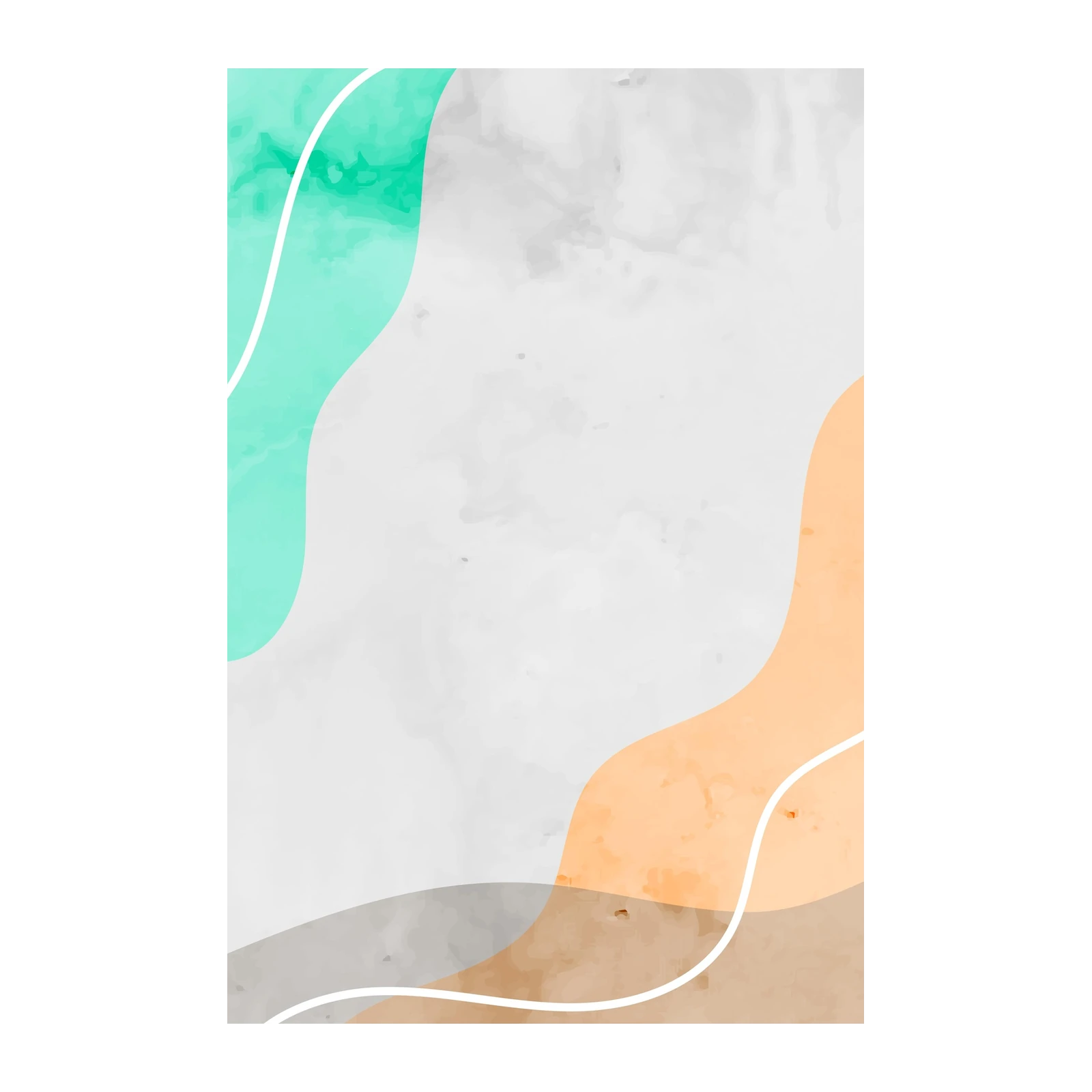 Abstract Teal Orange Wave Wall Art