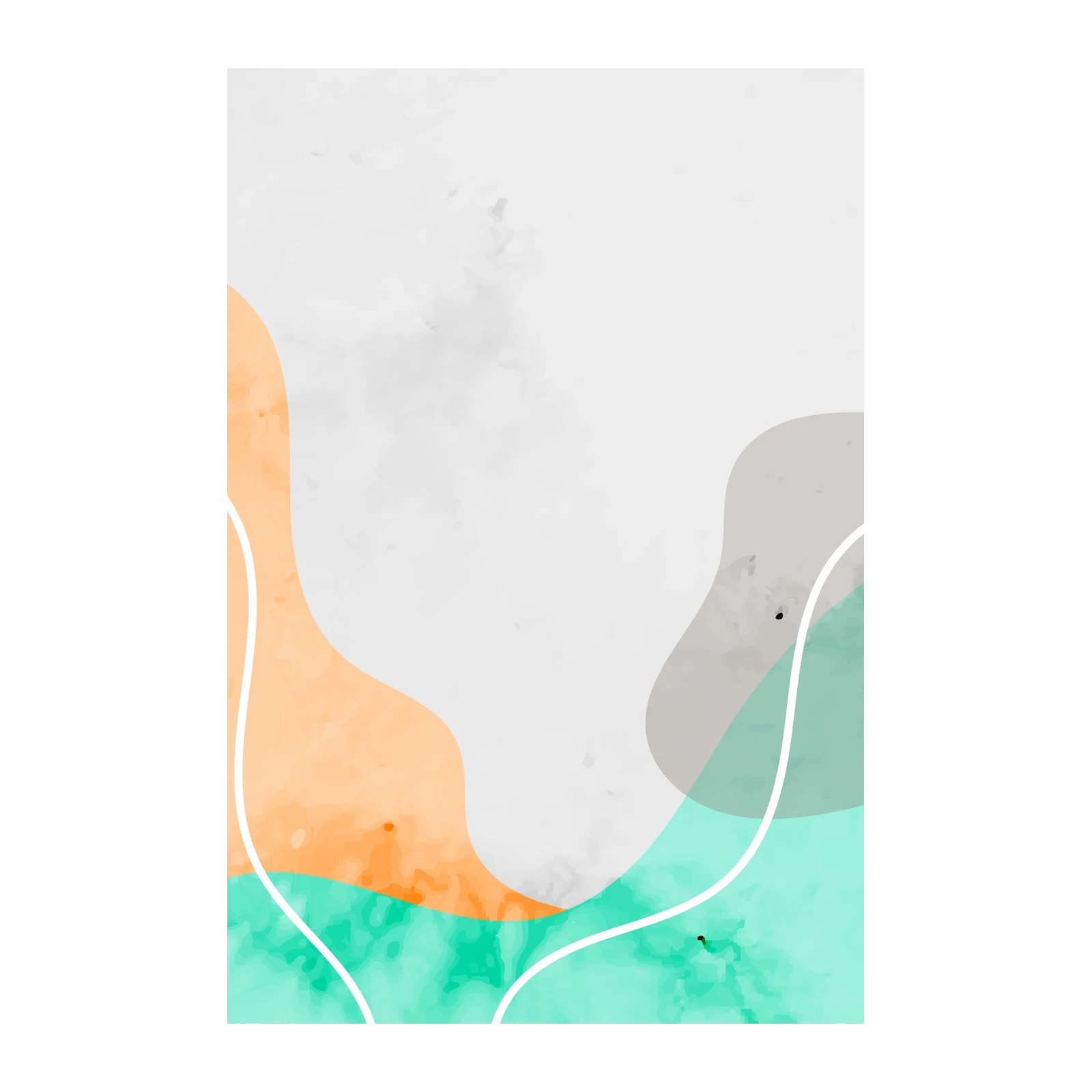 Abstract Teal Orange Wave Wall Art