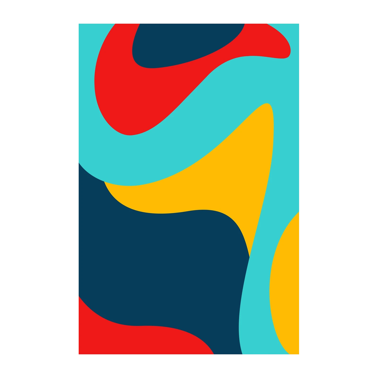 Abstract Waves Red Yellow Blue Wall Art