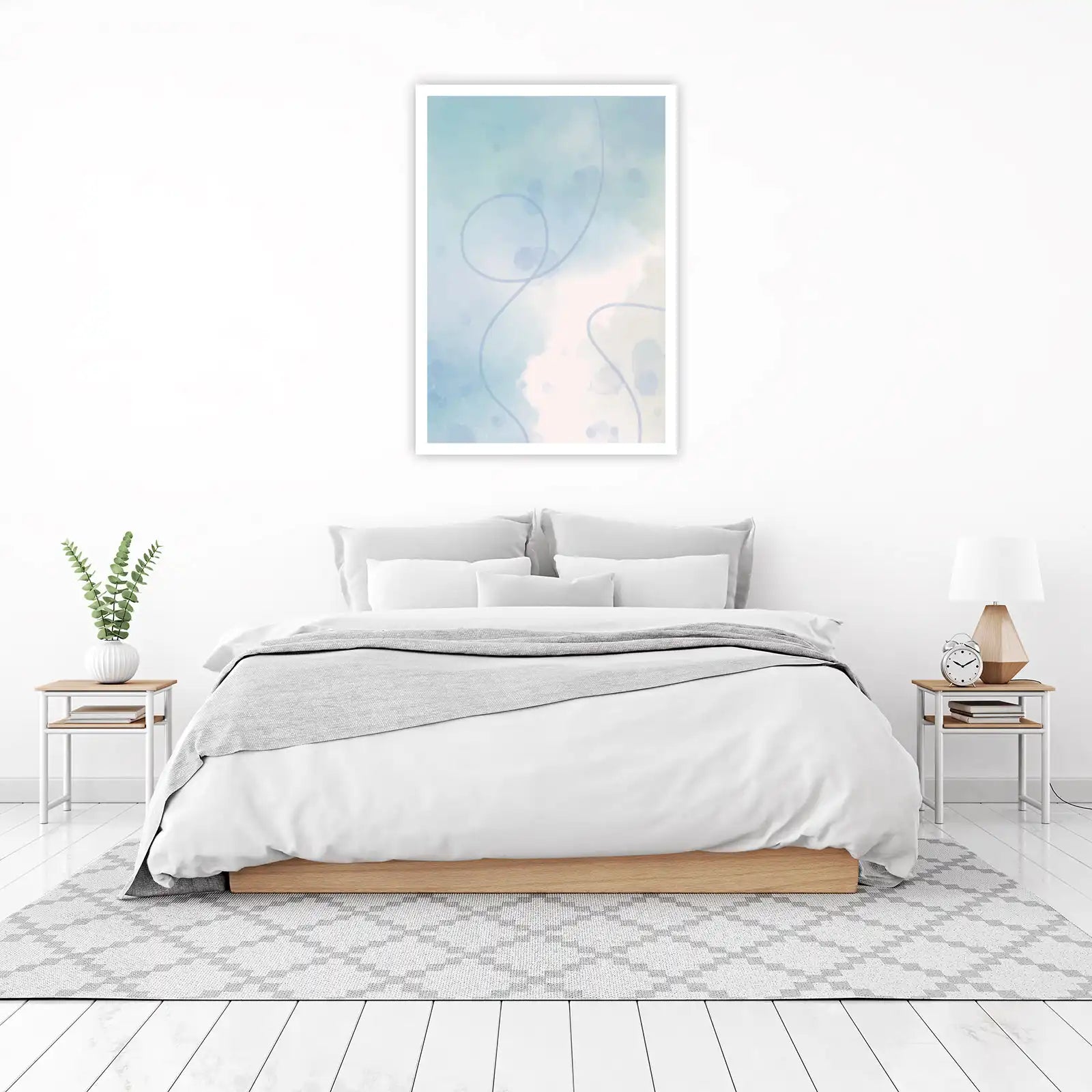 Serene Blue Abstract Watercolor Wall Art