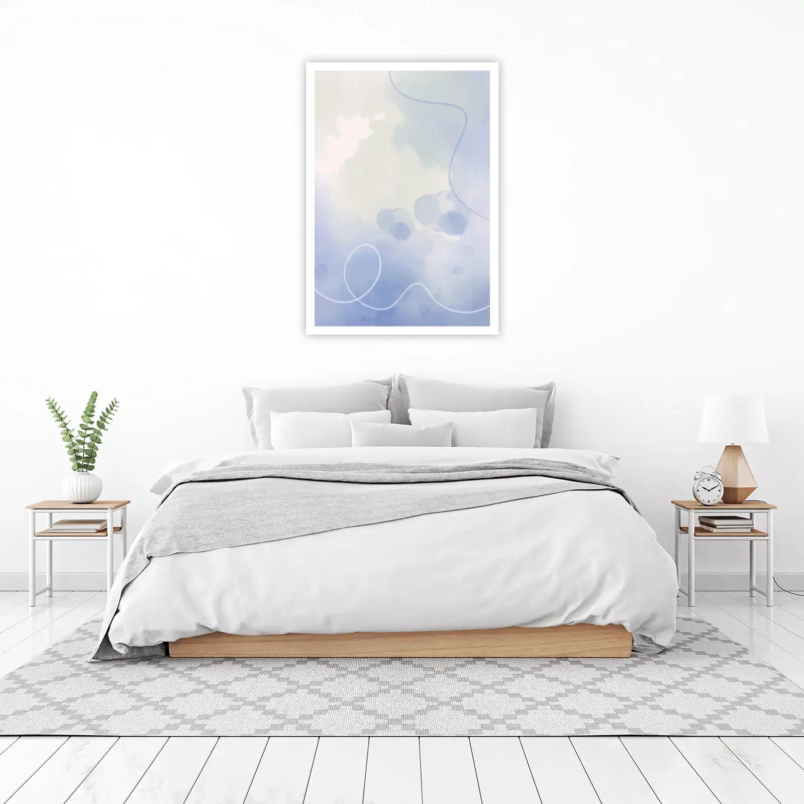 Serene Blue Abstract Watercolor Wall Art