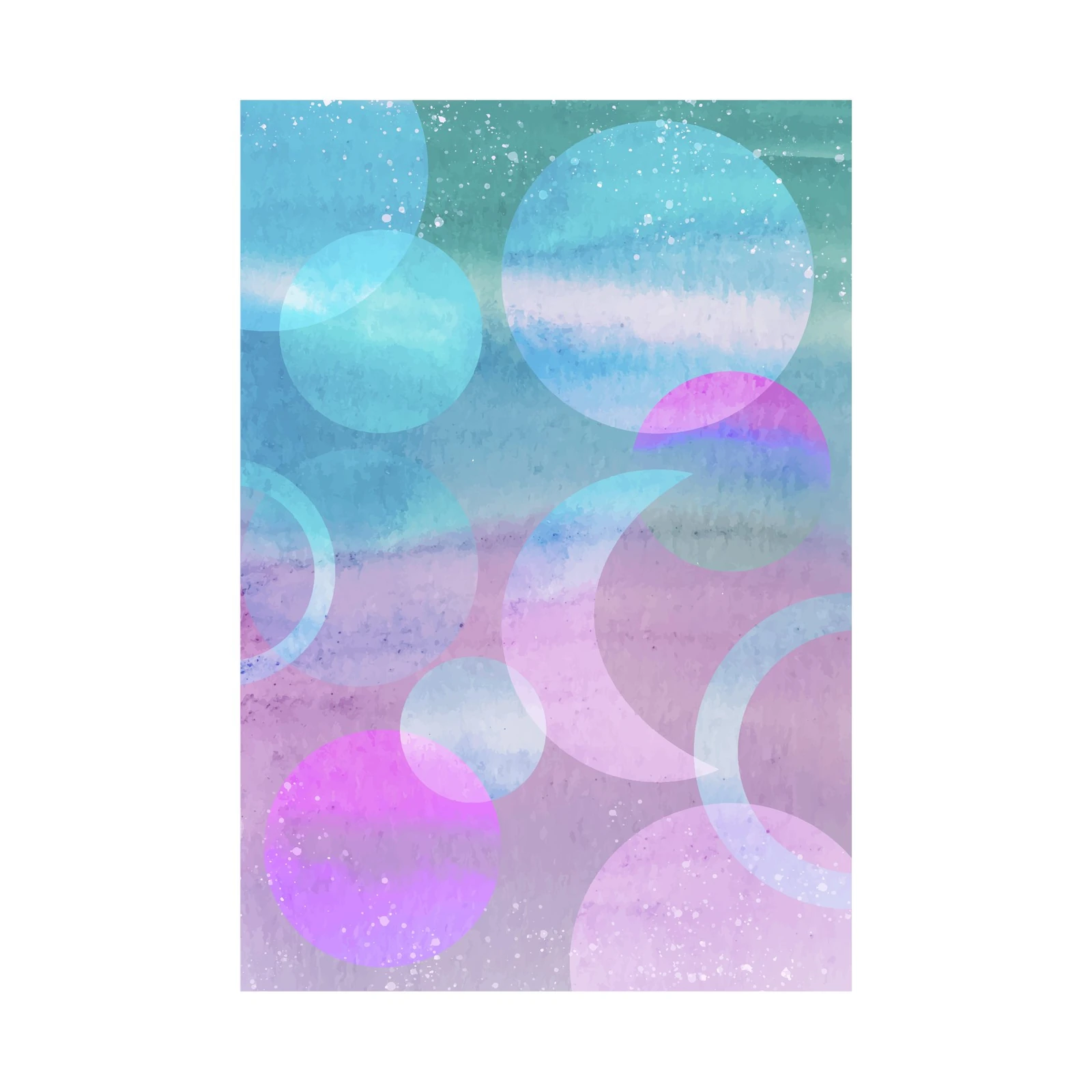 Abstract Circles & Watercolor Wash Wall Art