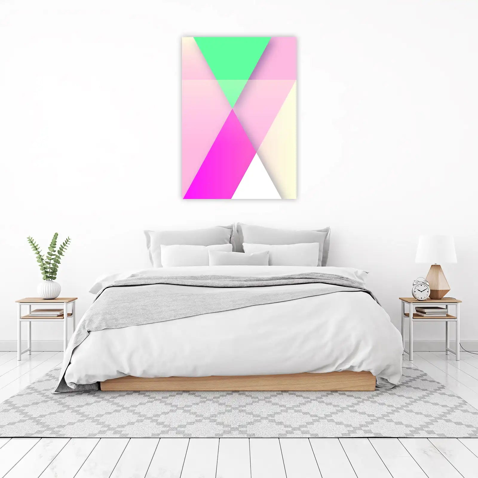 Abstract Geometric Pink Mint Wall Art