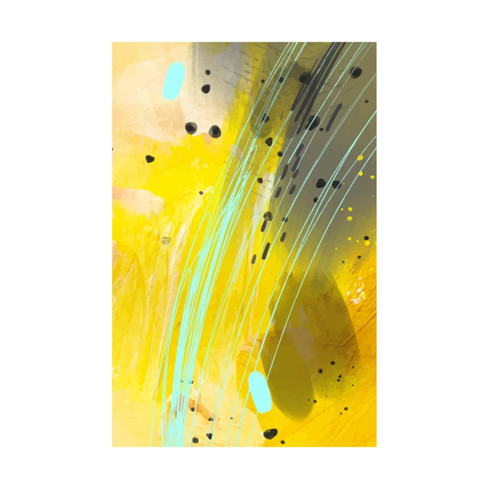 Vibrant Yellow Abstract Splatter Wall Art
