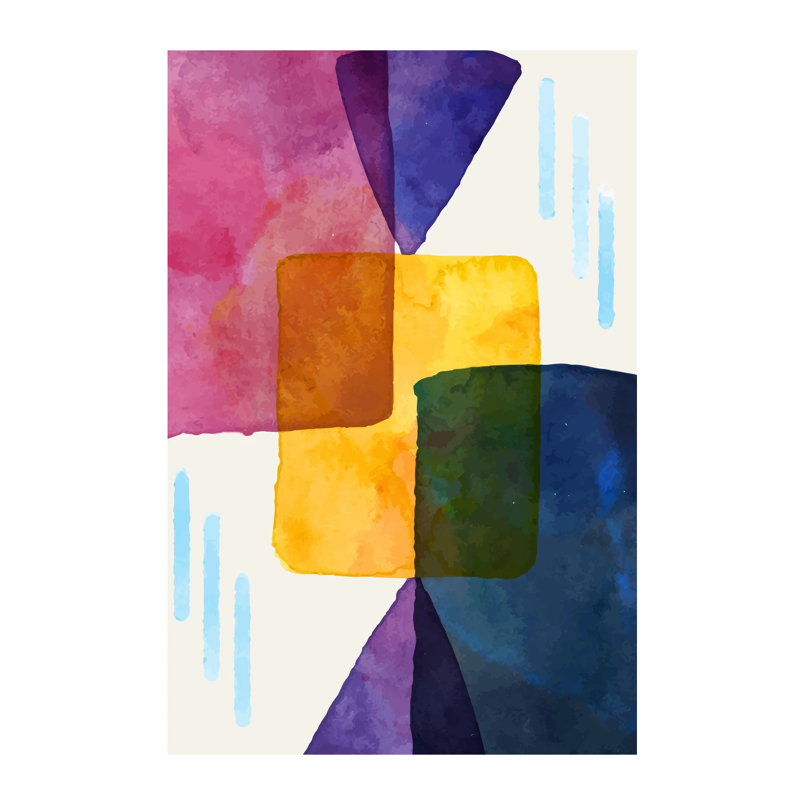 Vibrant Geometric Abstract Watercolor Wall Art
