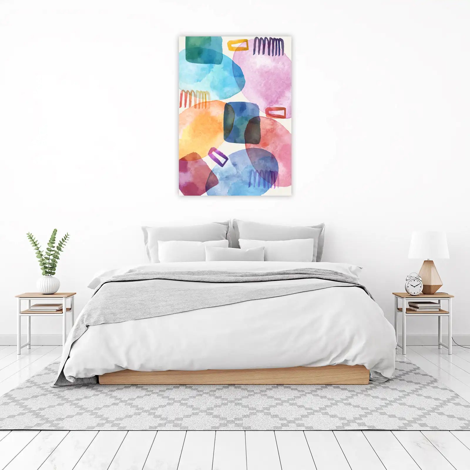 Vibrant Abstract Watercolor Shapes Wall Art