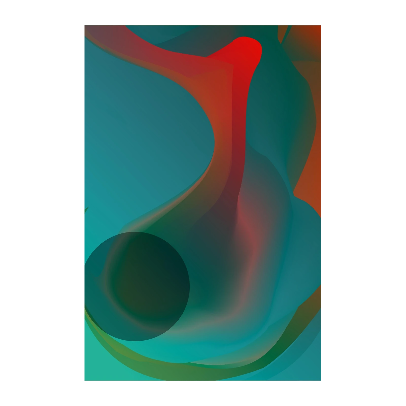 Abstract Teal Red Flow Wall Art