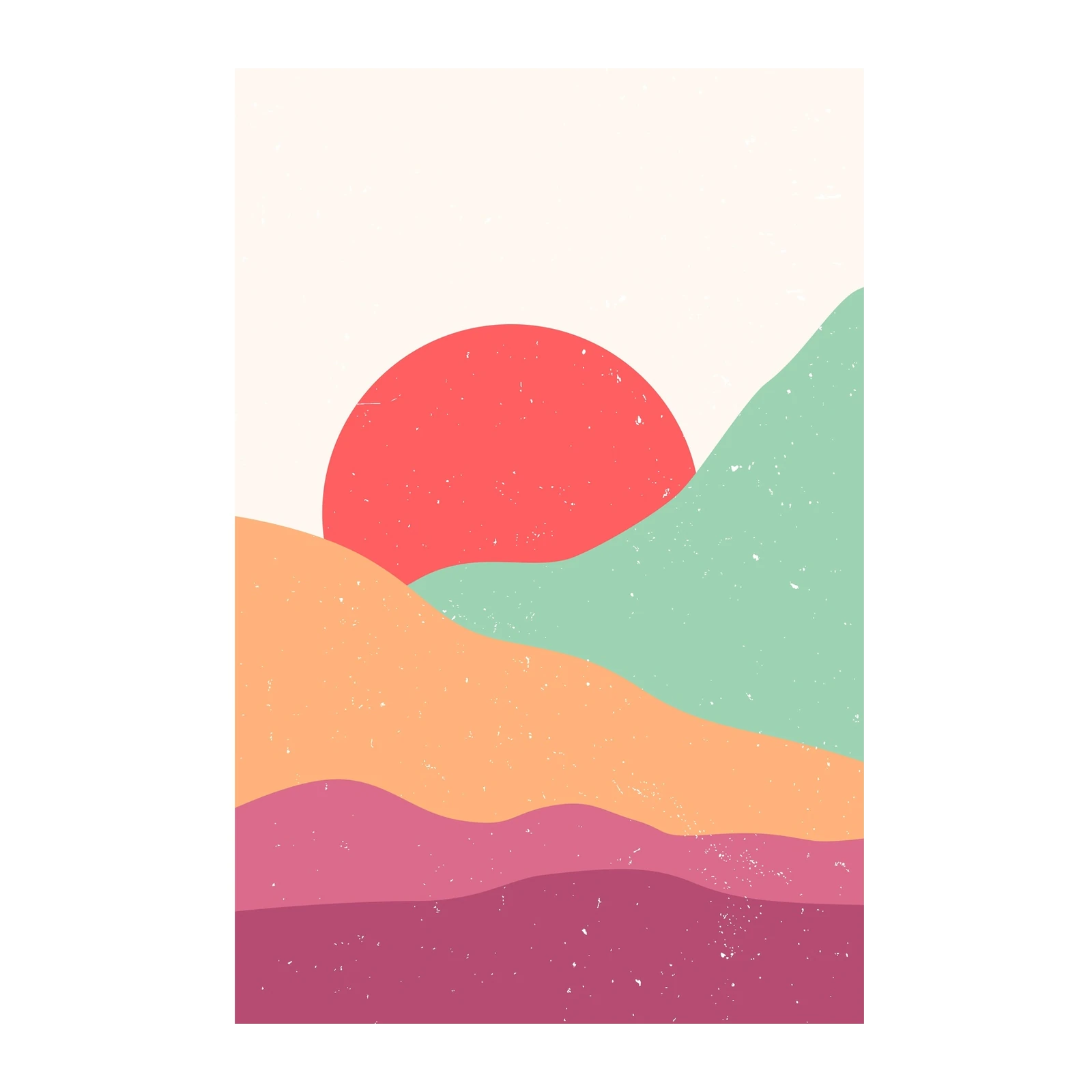 Mid-Century Sunset Landscape Wall Art