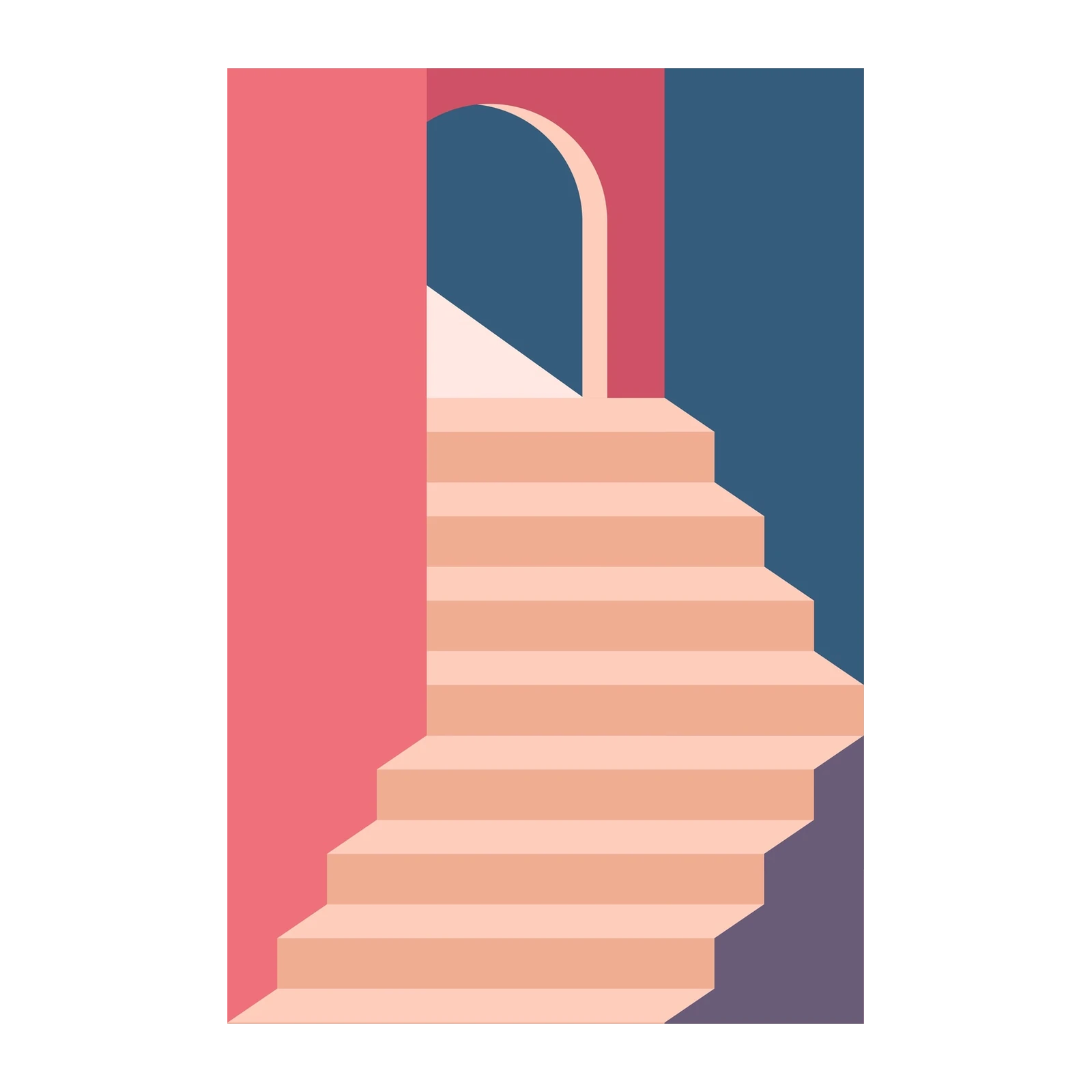 Modern Archway & Stairs Geometric Wall Art