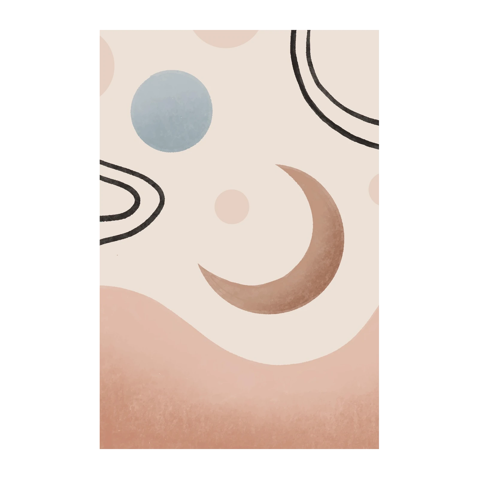 Boho Crescent Moon Abstract Wall Art