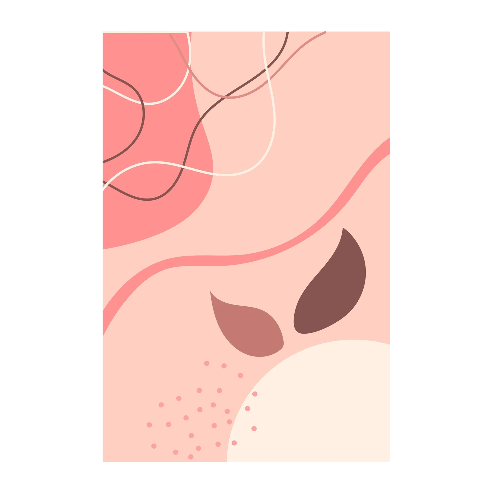 Abstract Pink Curves & Dots Wall Art
