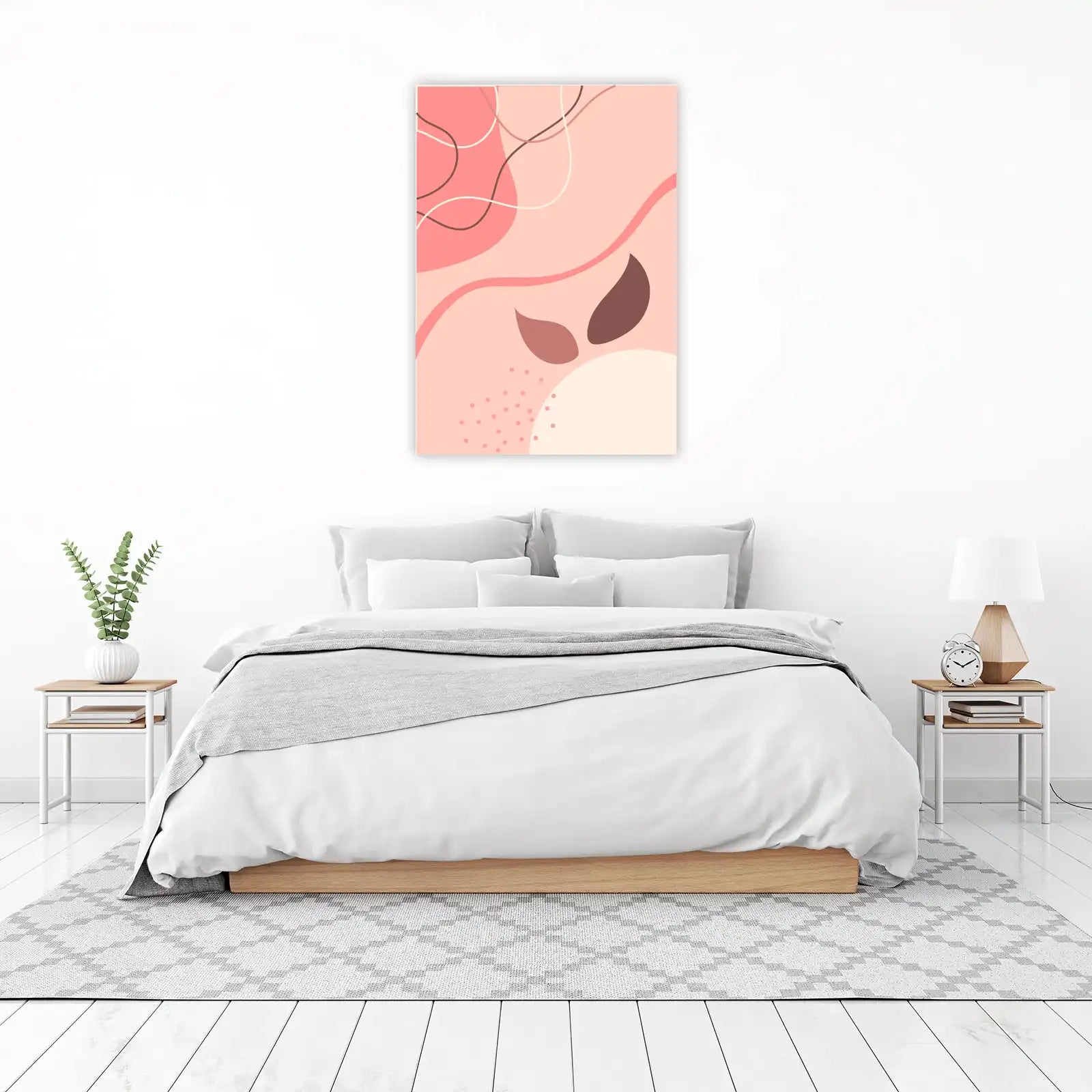 Abstract Pink Curves & Dots Wall Art