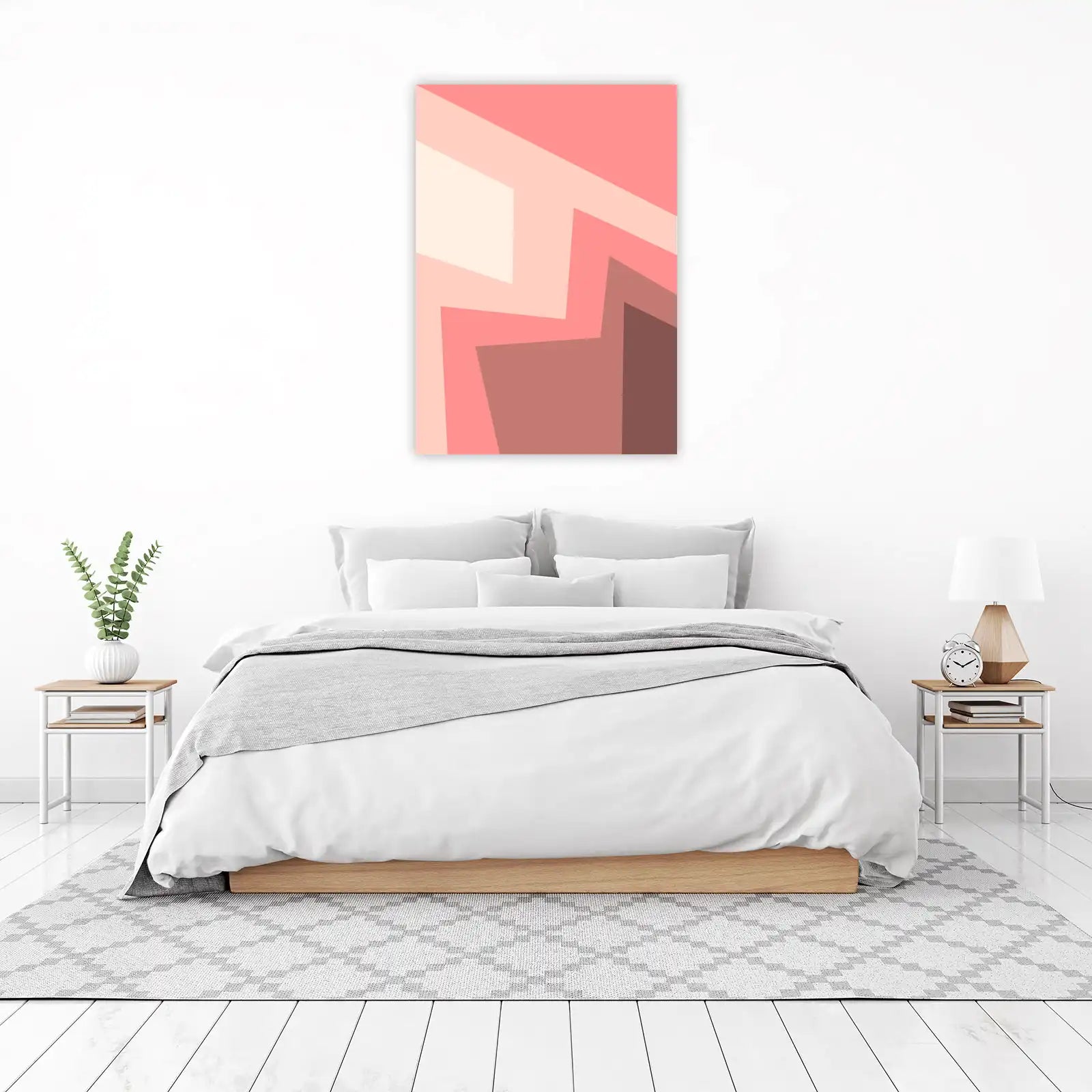 Soft Geometric Coral Blush Abstract Wall Art
