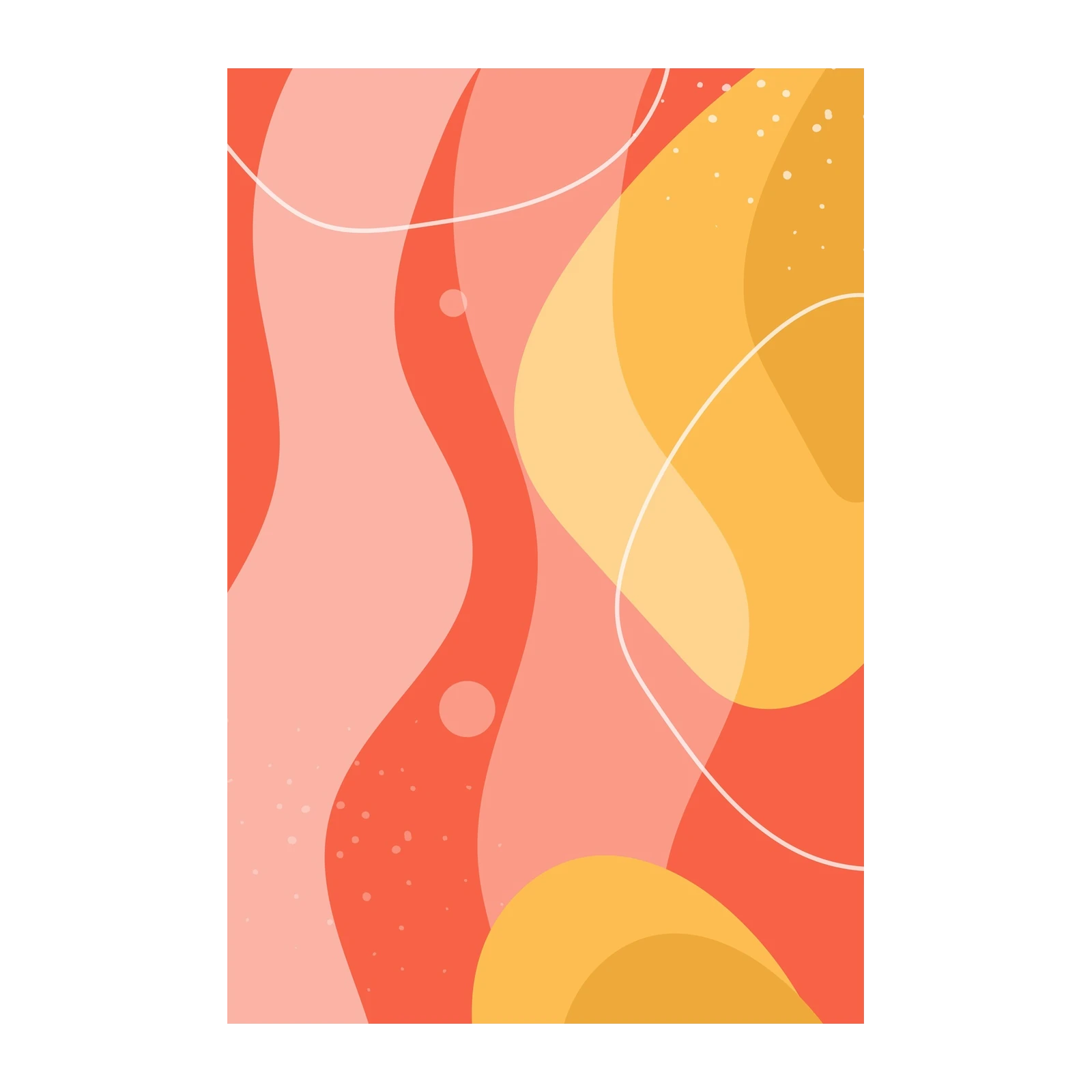 Abstract Waves Coral Yellow Wall Art