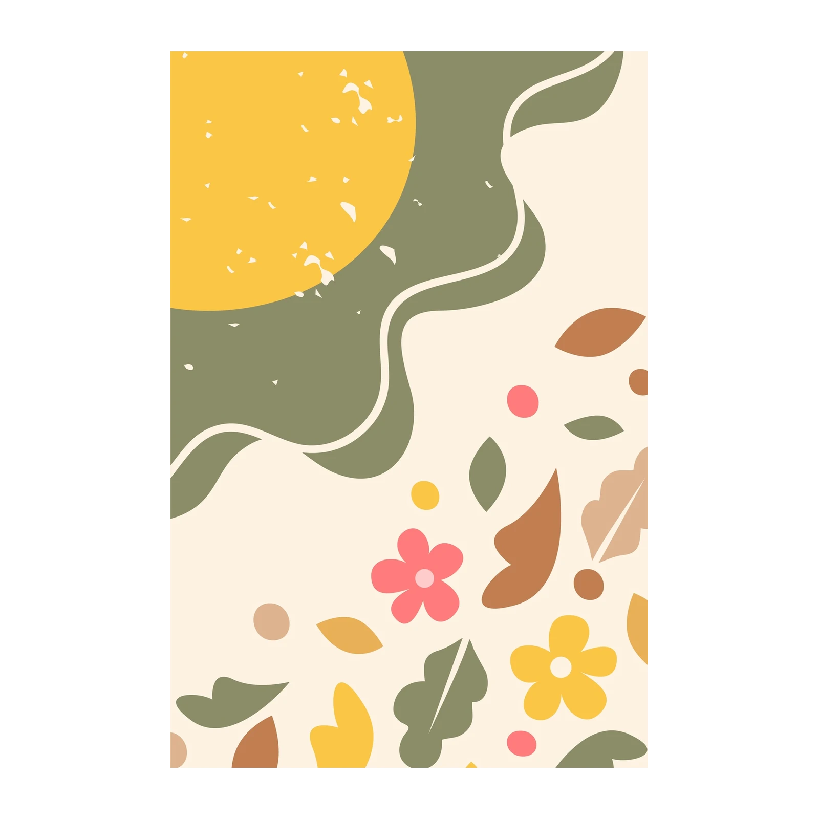 Boho Floral Sun Abstract Wall Art