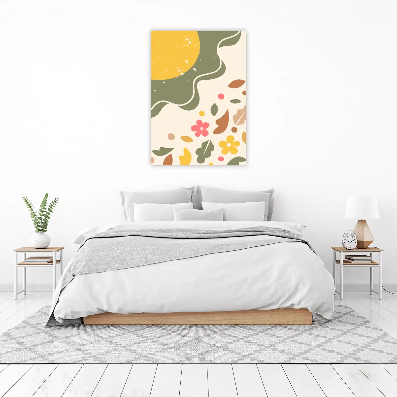 Boho Floral Sun Abstract Wall Art