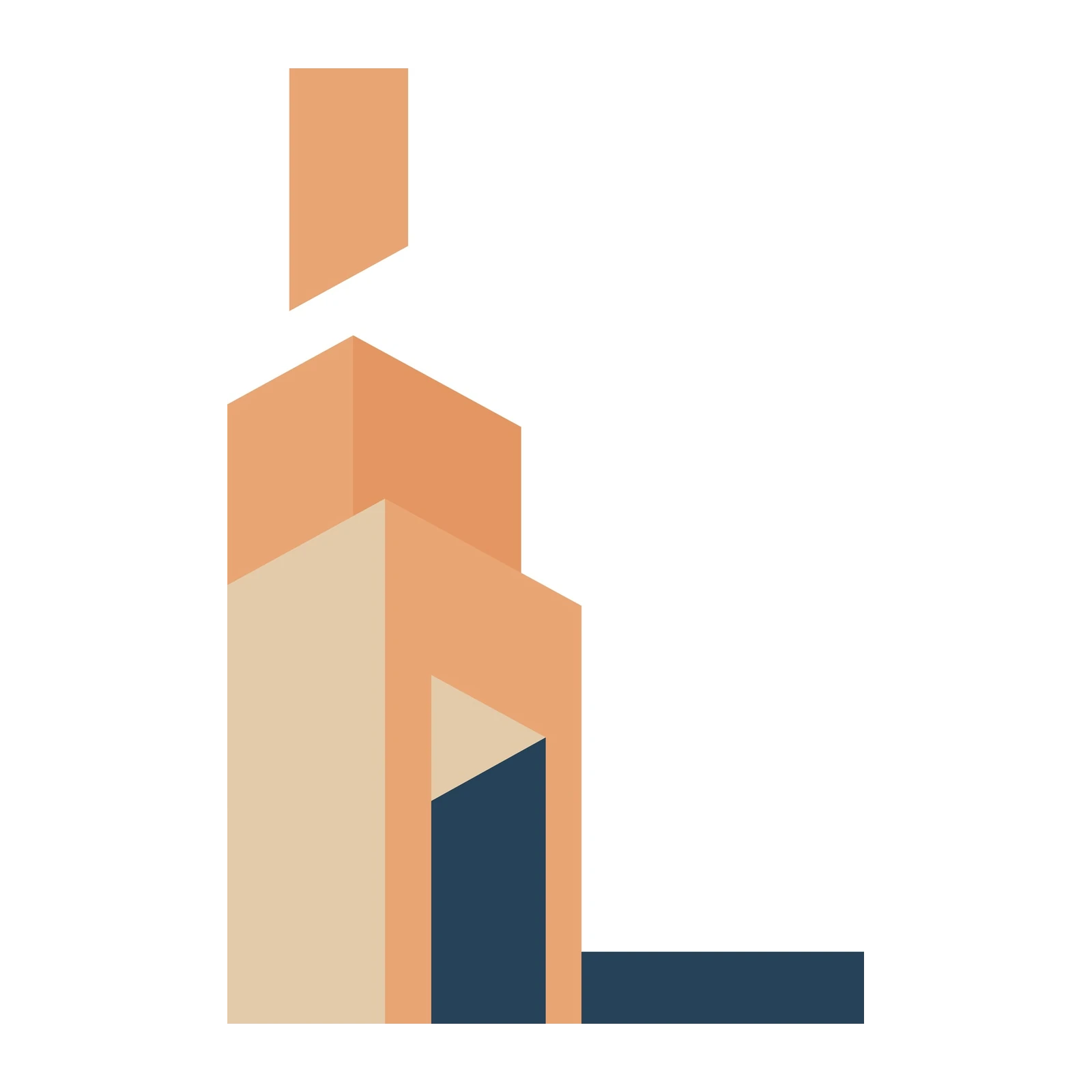 Geometric Abstract Peach & Navy Wall Art