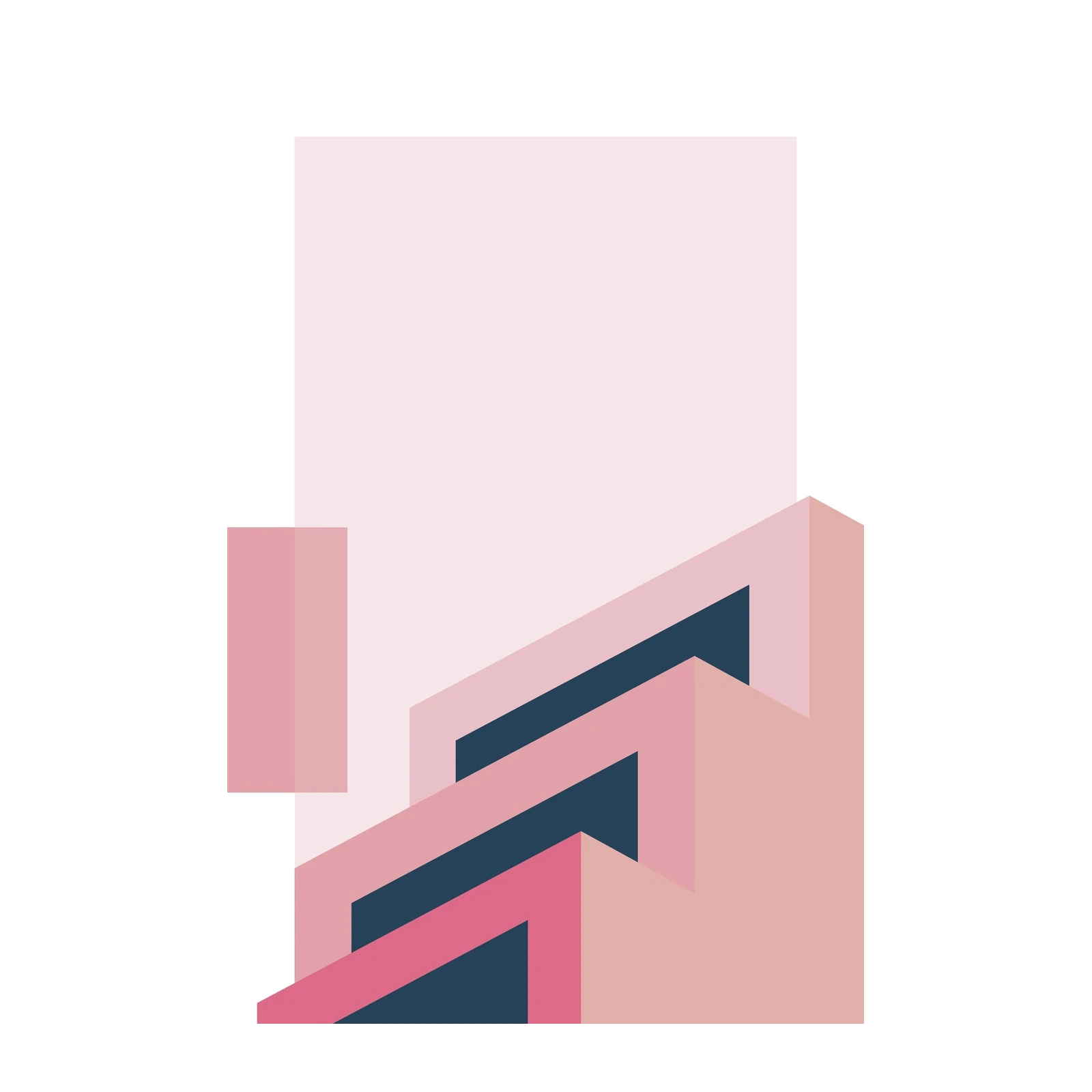 Abstract Geometric Pink Stairs Wall Art