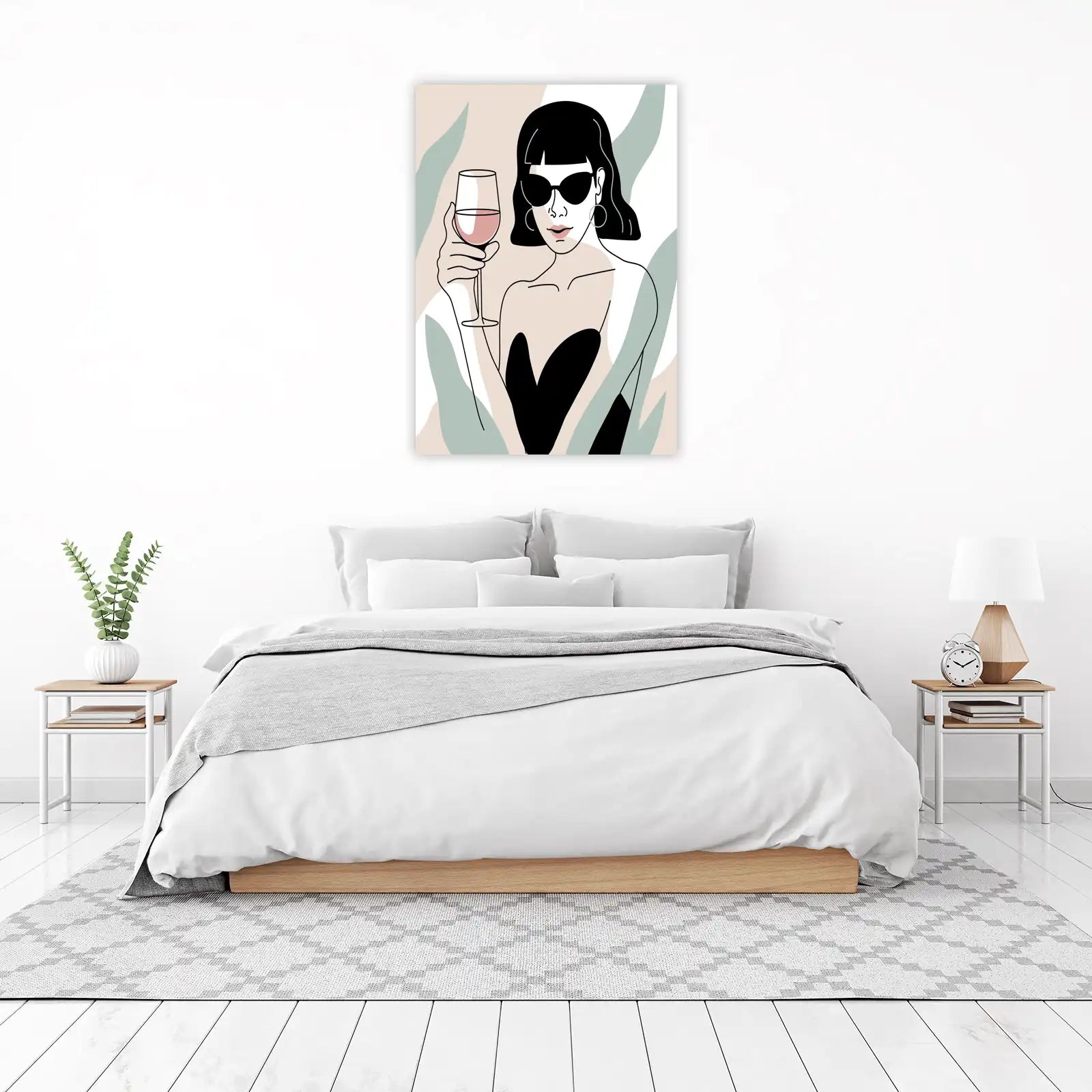 Chic Woman with Wine Abstract Wall Art
