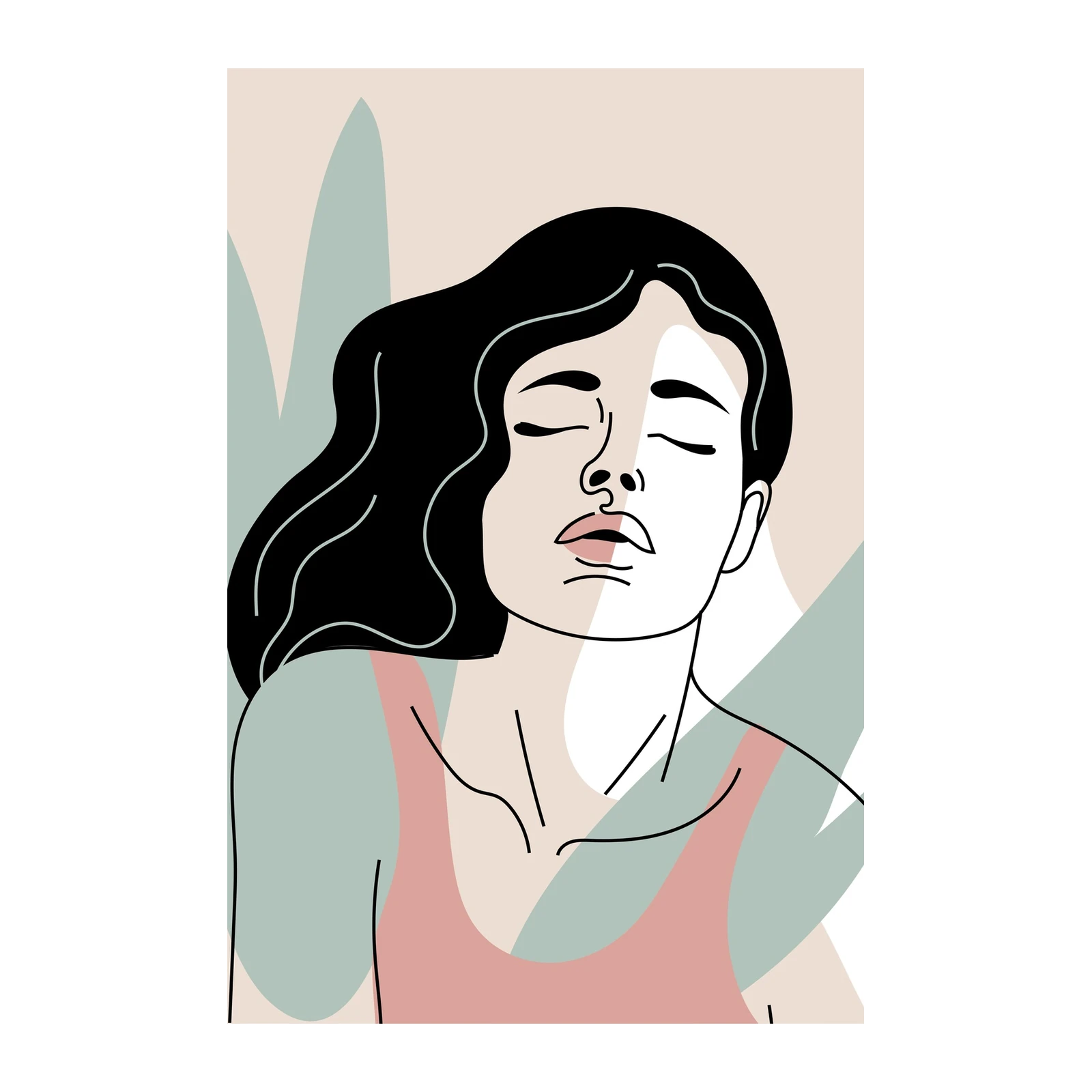 Serene Woman Abstract Art Wall Art