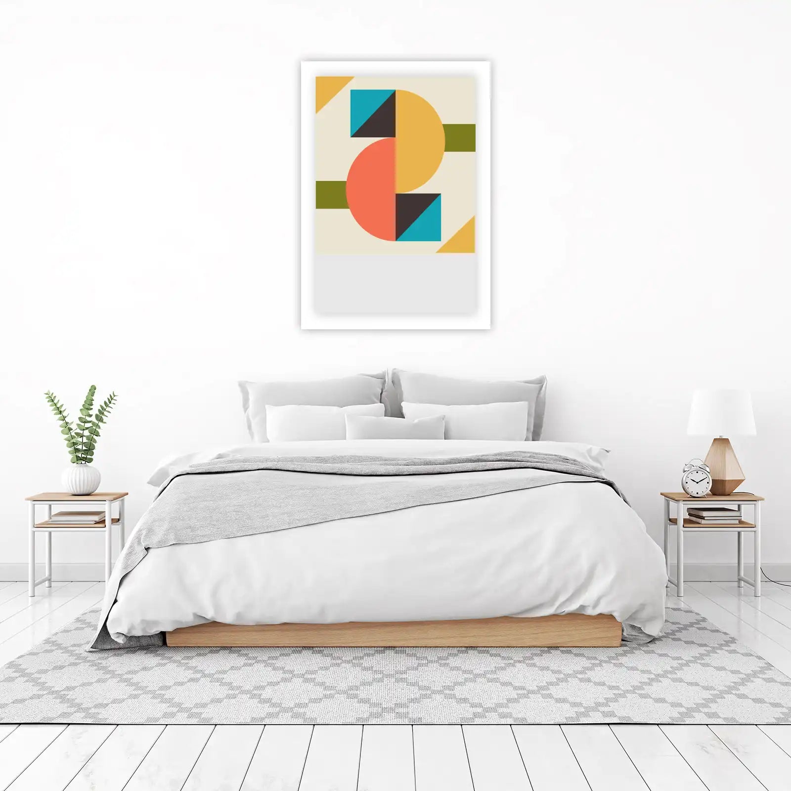 Retro Geometric Circles & Squares Wall Art