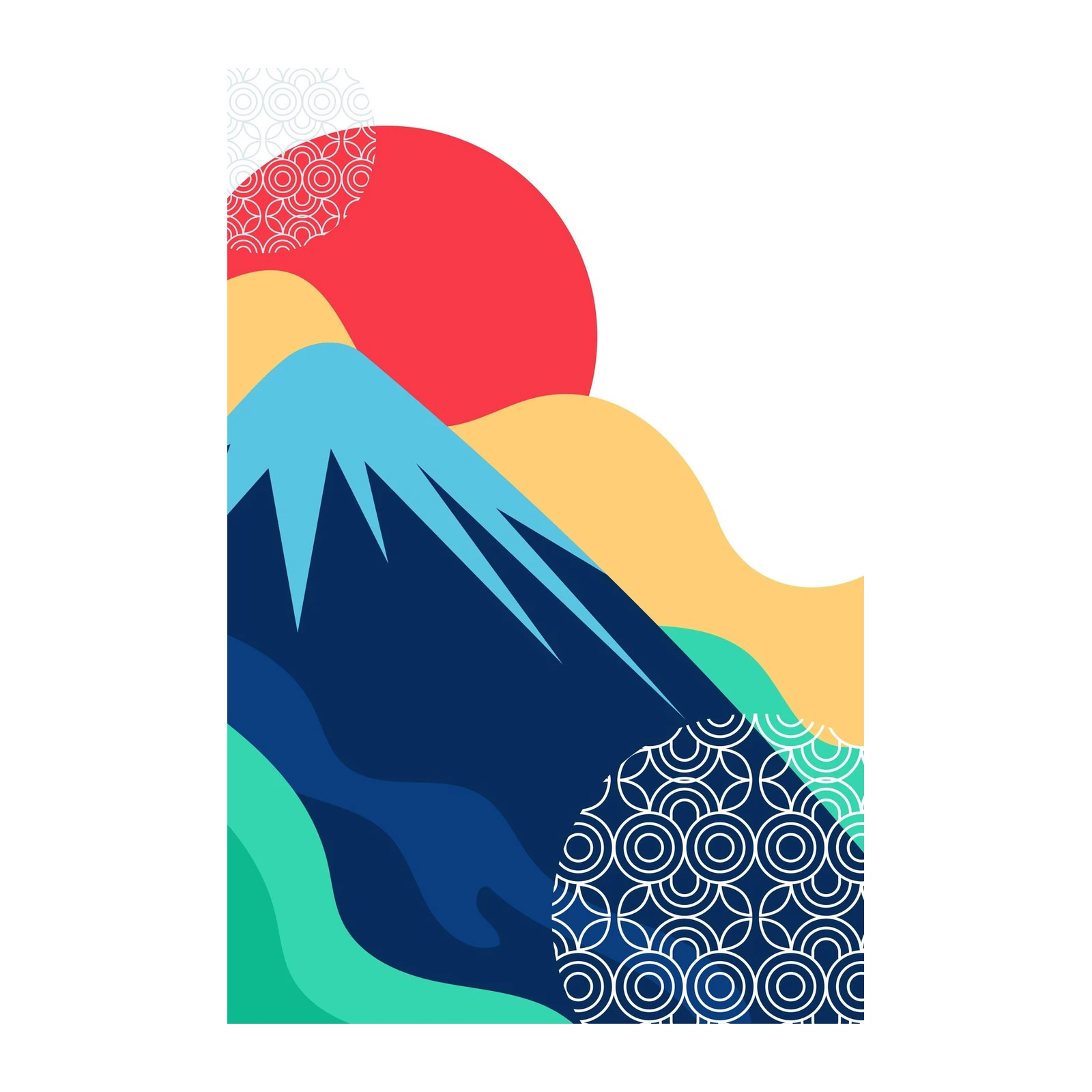Vibrant Mount Fuji Abstract Geometric Wall Art