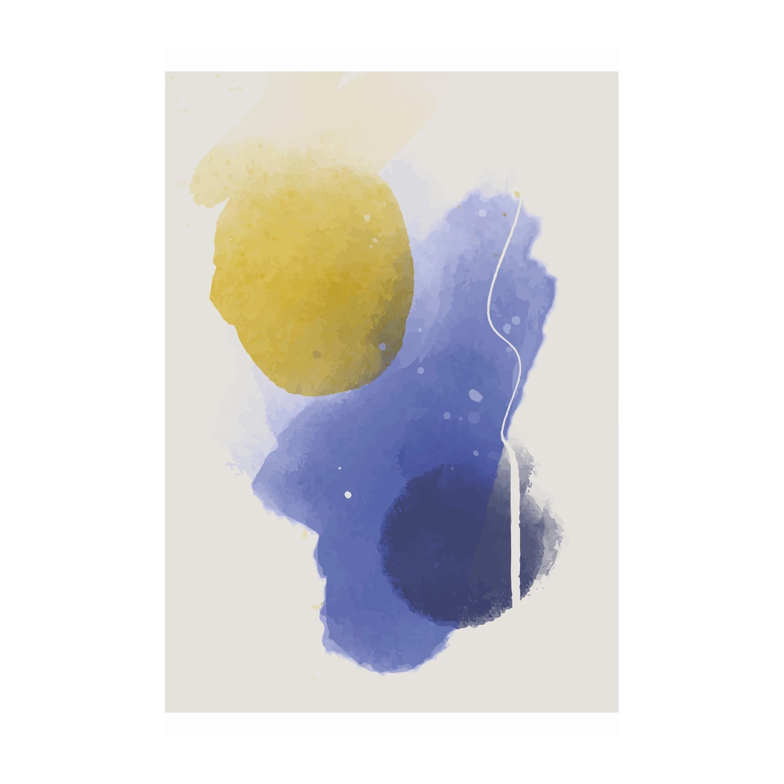 Abstract Watercolor Yellow Blue Wall Art