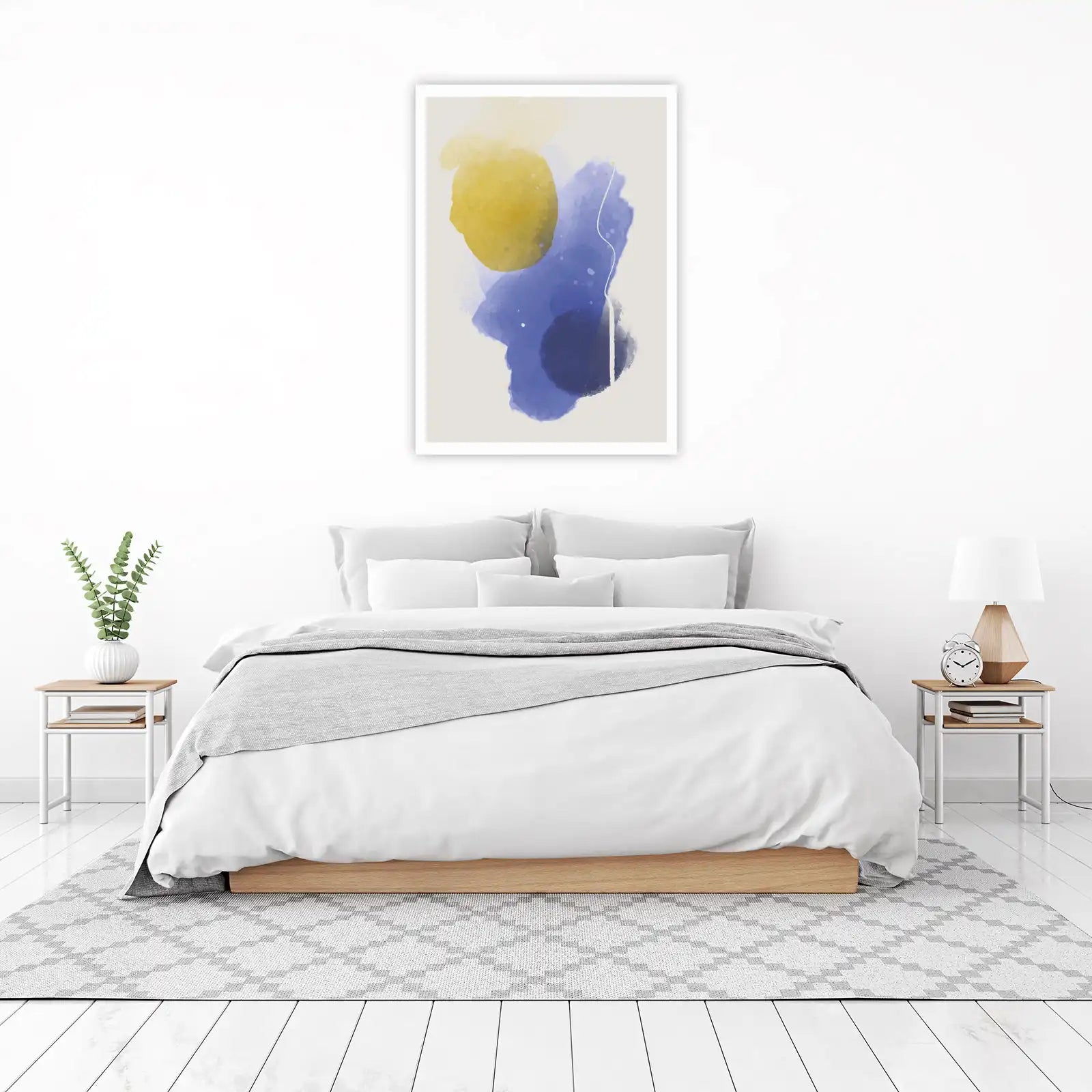 Abstract Watercolor Yellow Blue Wall Art