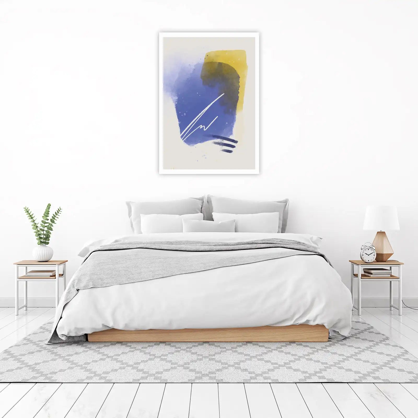 Abstract Blue & Yellow Burst Wall Art
