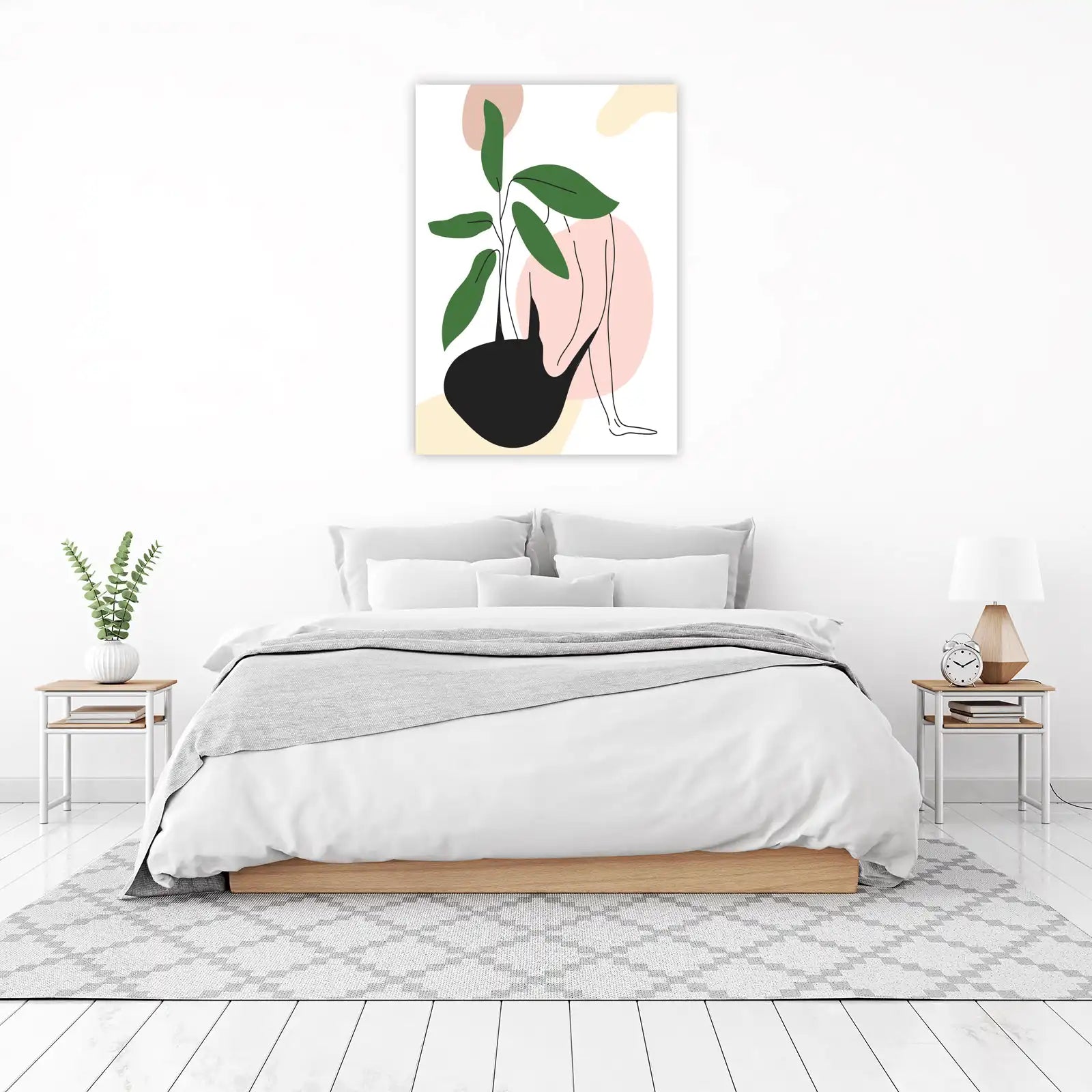 Abstract Woman & Plant Line Art Wall Art