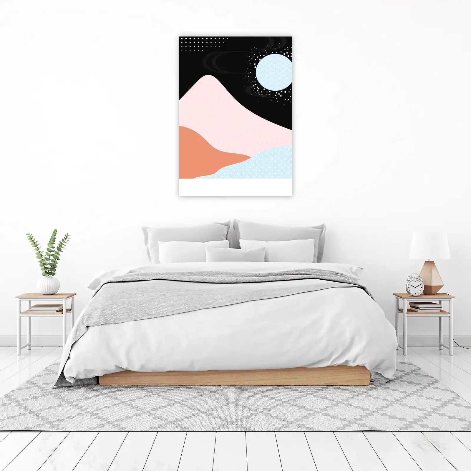Serene Mountainscape Japanese Pattern Wall Art