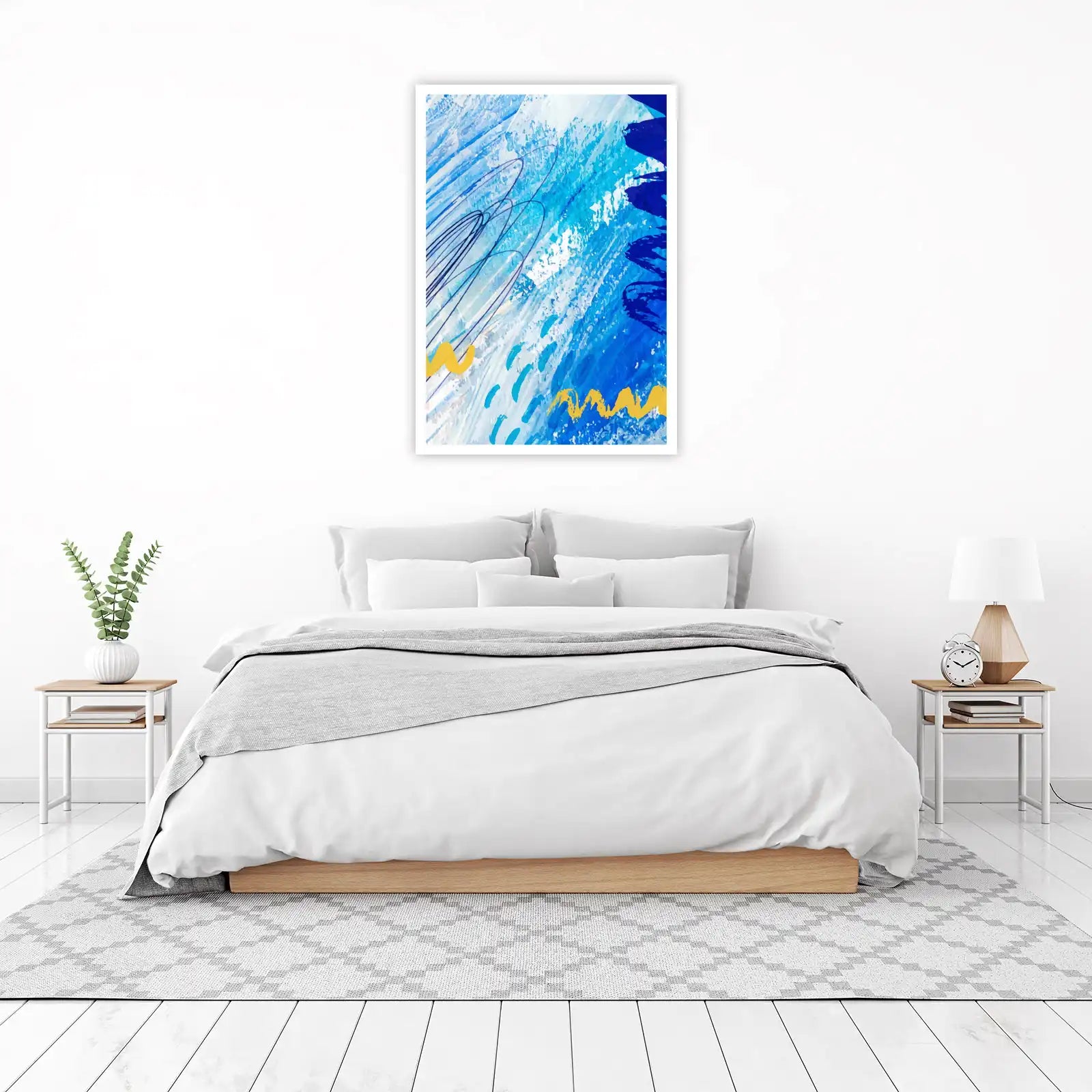 Vibrant Blue Abstract Strokes Wall Art