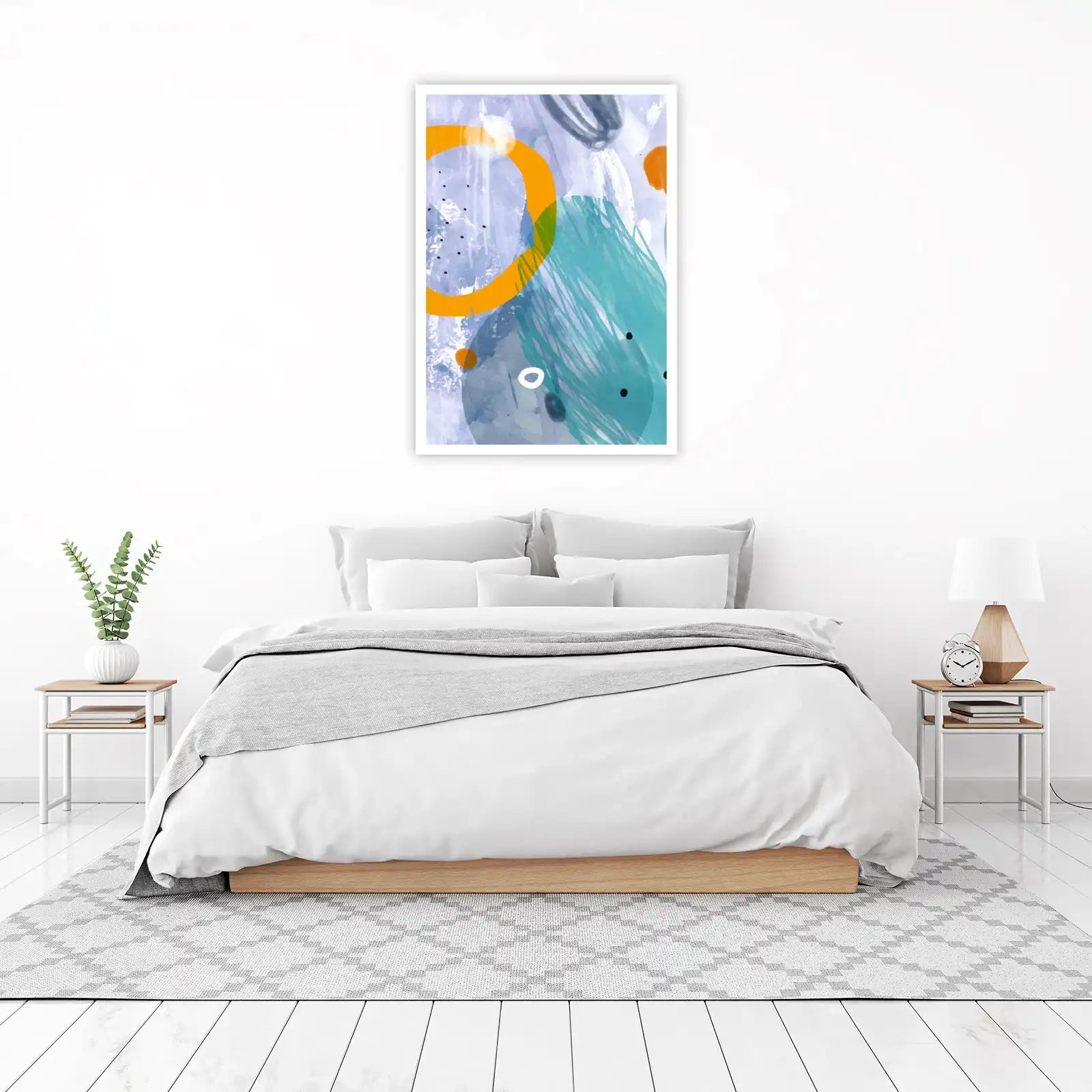 Abstract Blue & Orange Circles Wall Art