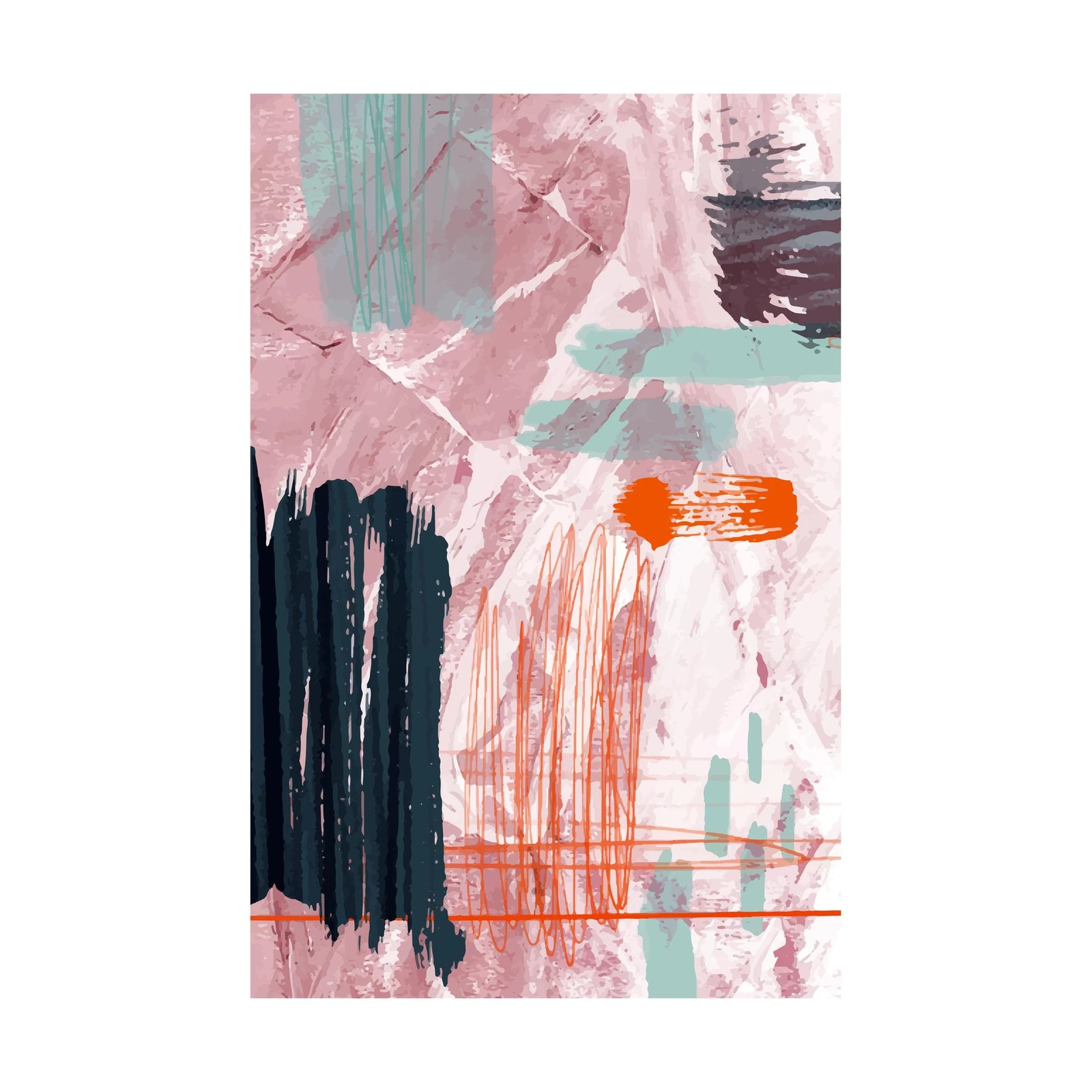 Abstract Blush & Tealstrokes Wall Art