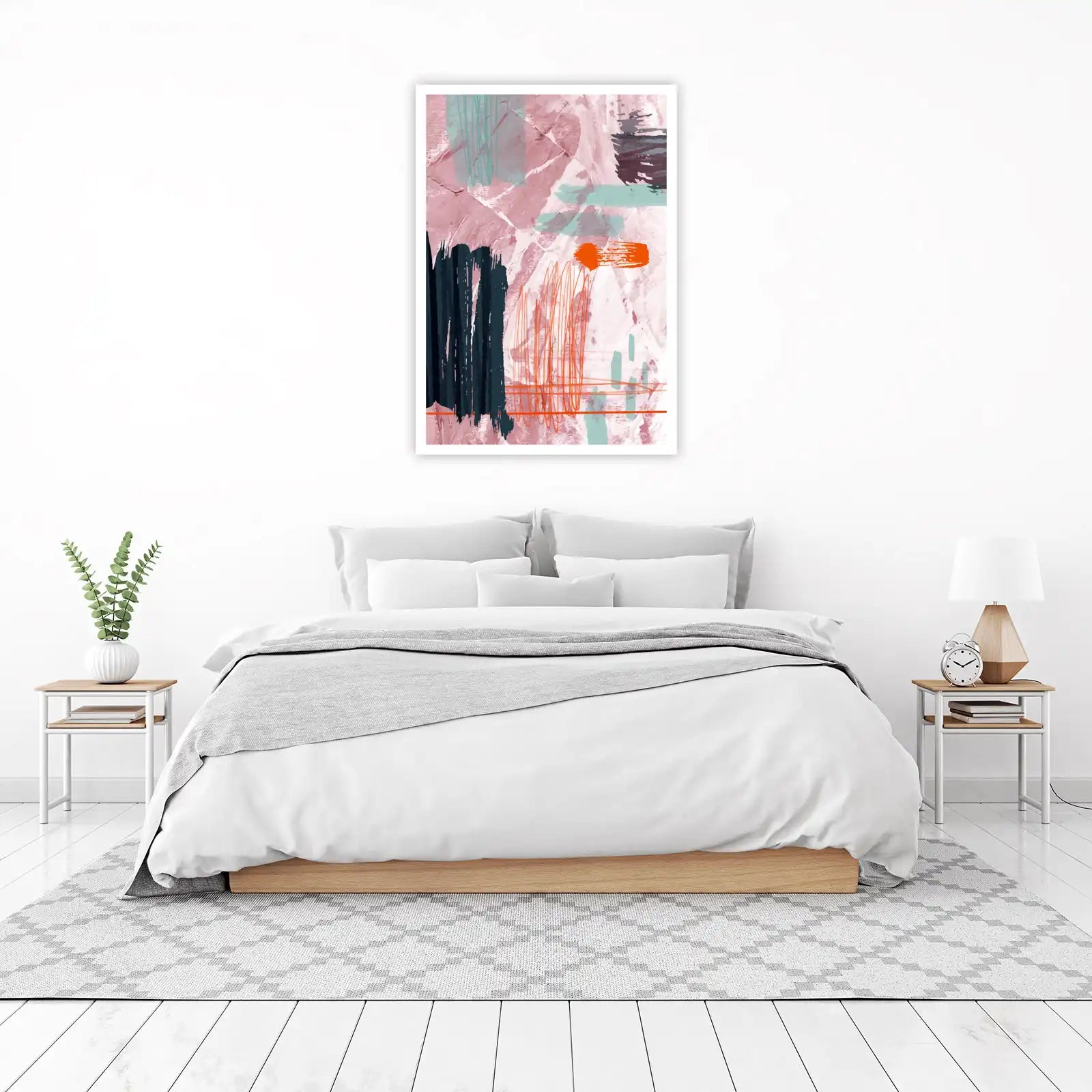 Abstract Blush & Tealstrokes Wall Art