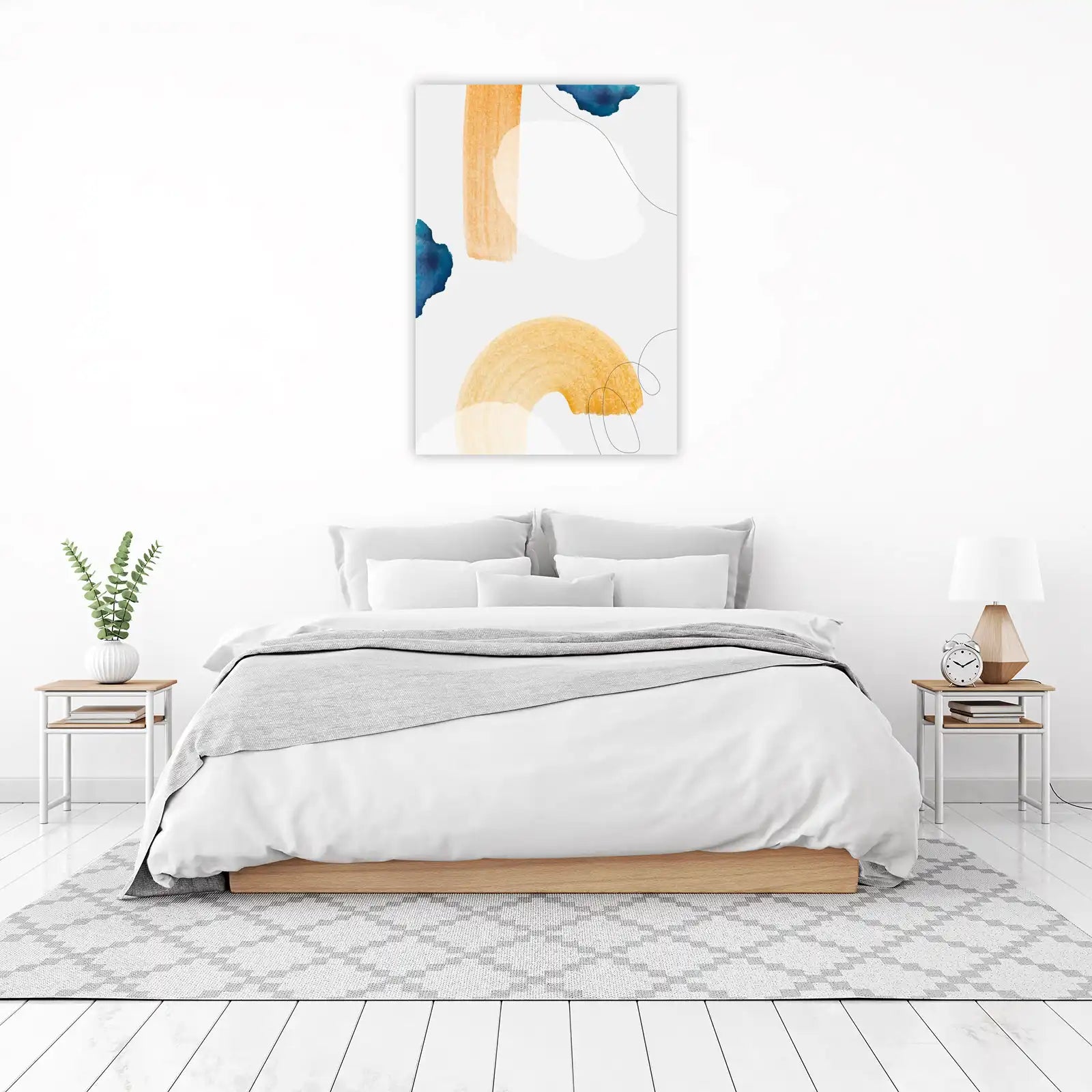 Modern Abstract Watercolor Orange & Blue Wall Art