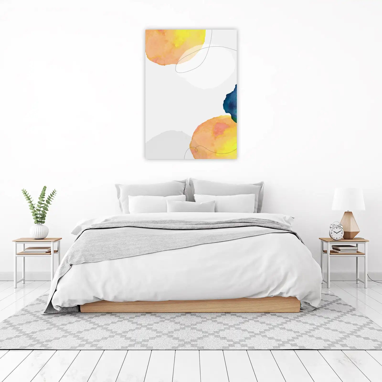 Vibrant Watercolor Abstract Line Art Wall Art