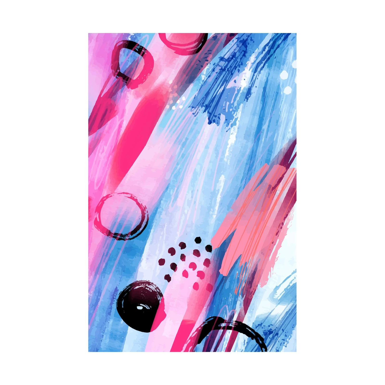 Abstract Pink & Blue Strokes Wall Art