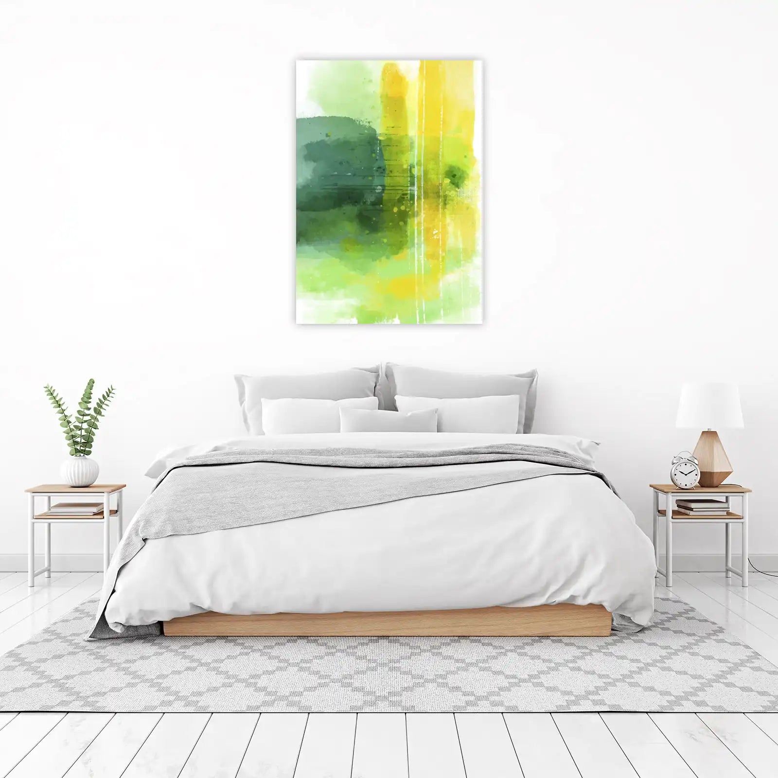 Abstract Green & Yellow Watercolor Wall Art