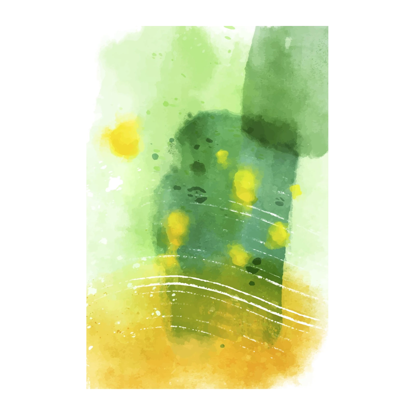 Abstract Green & Yellow Watercolor Splash Wall Art
