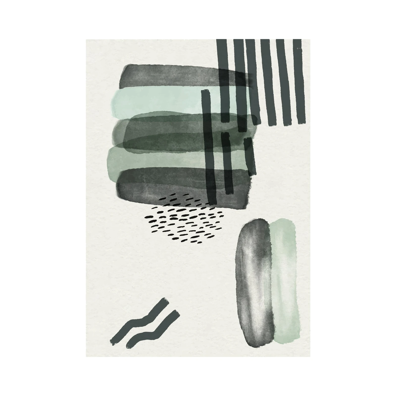 Abstract Sage & Charcoal Strokes Wall Art