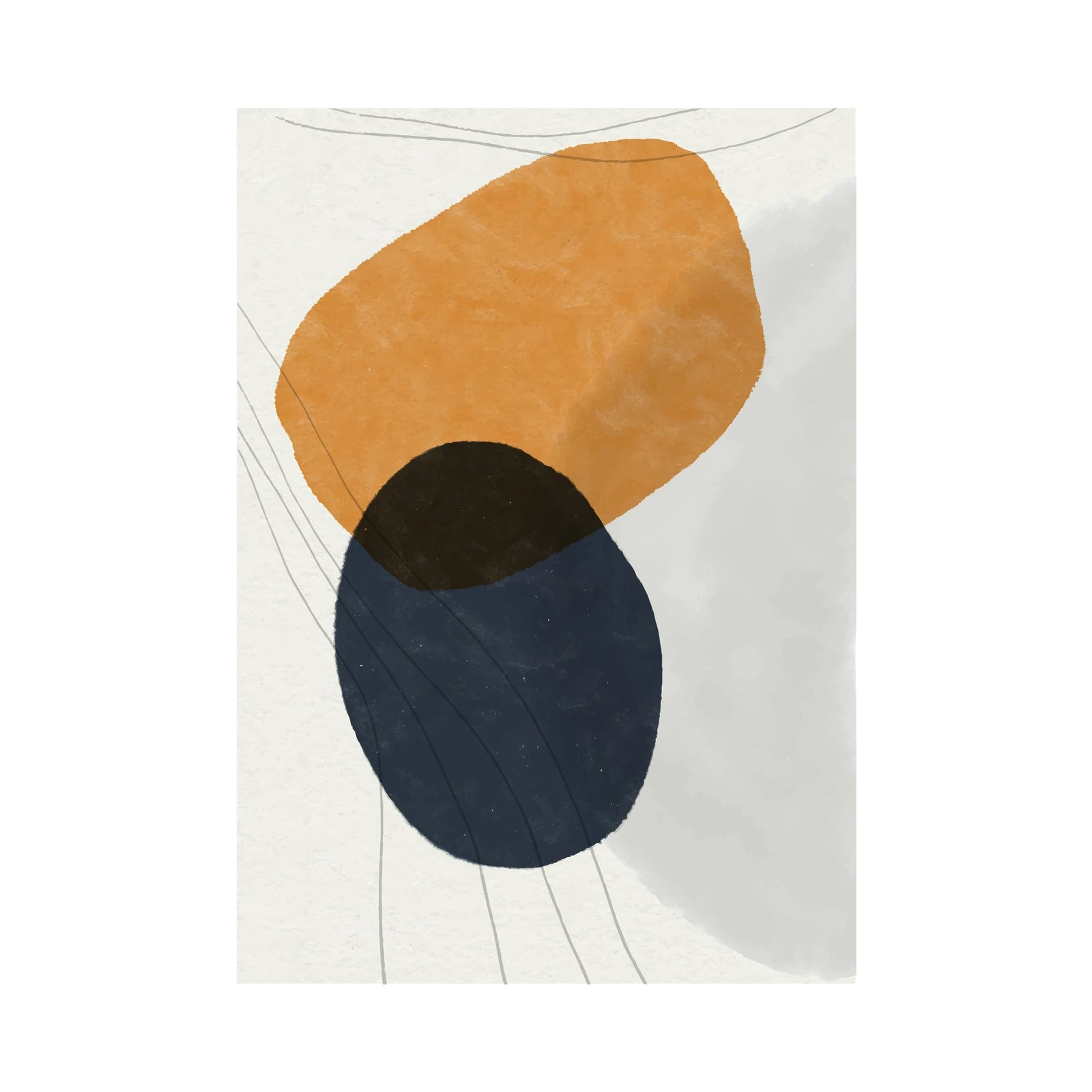 Abstract Ochre & Navy Geometric Wall Art