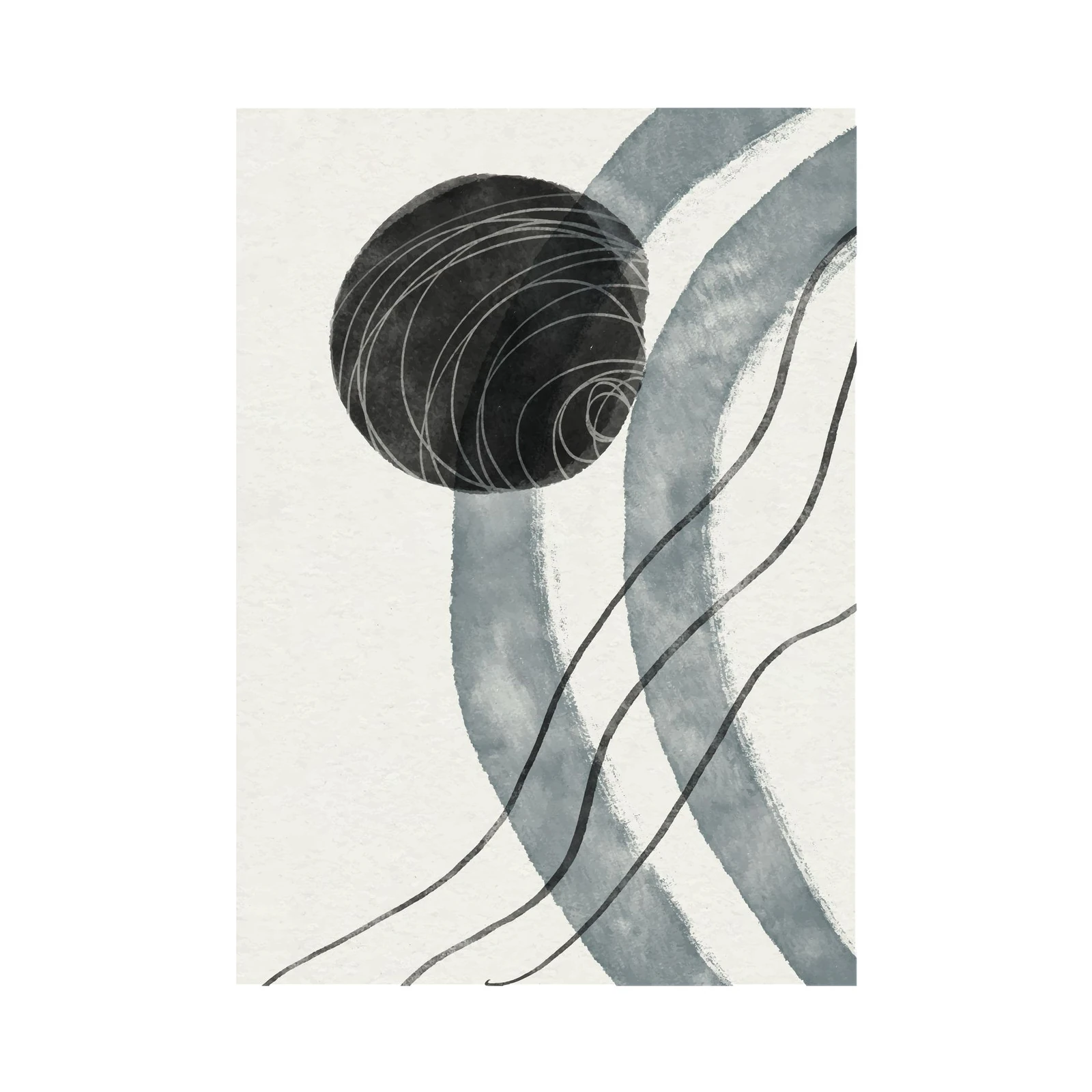 Modern Abstract Black & Blue Strokes Wall Art