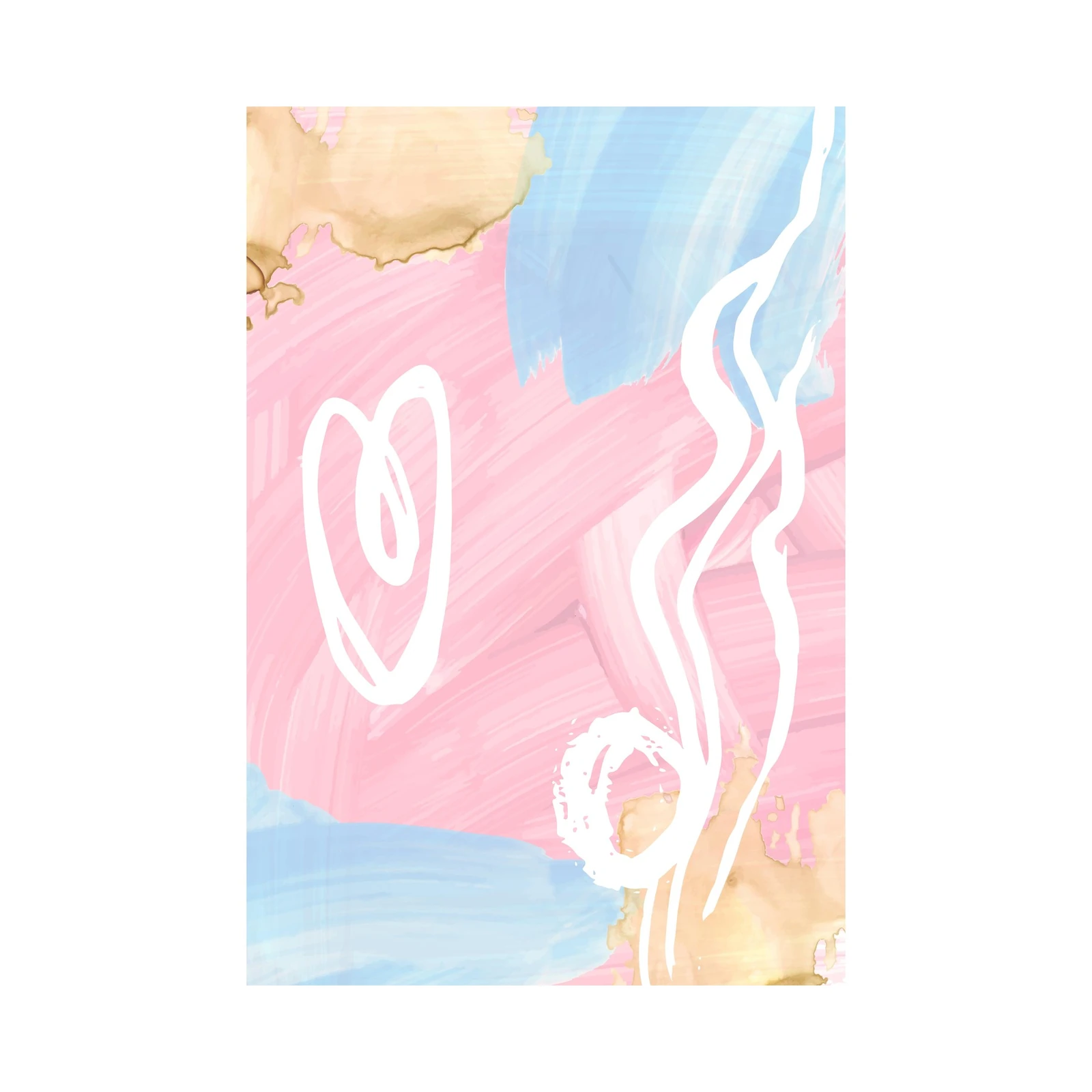 Blush & Blue Abstract Heart Wall Art