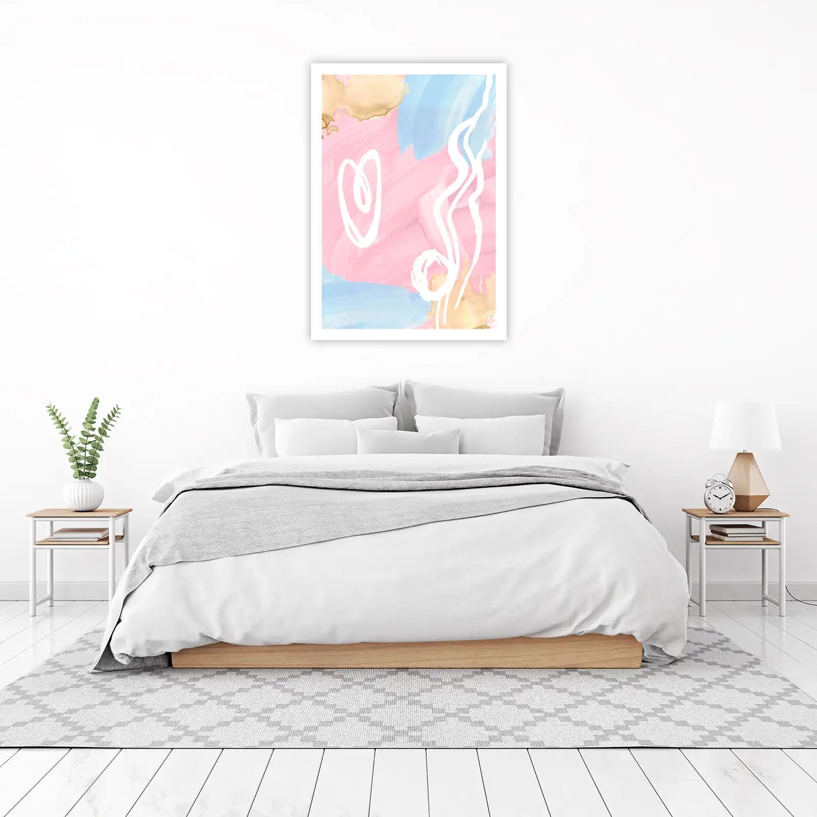 Blush & Blue Abstract Heart Wall Art